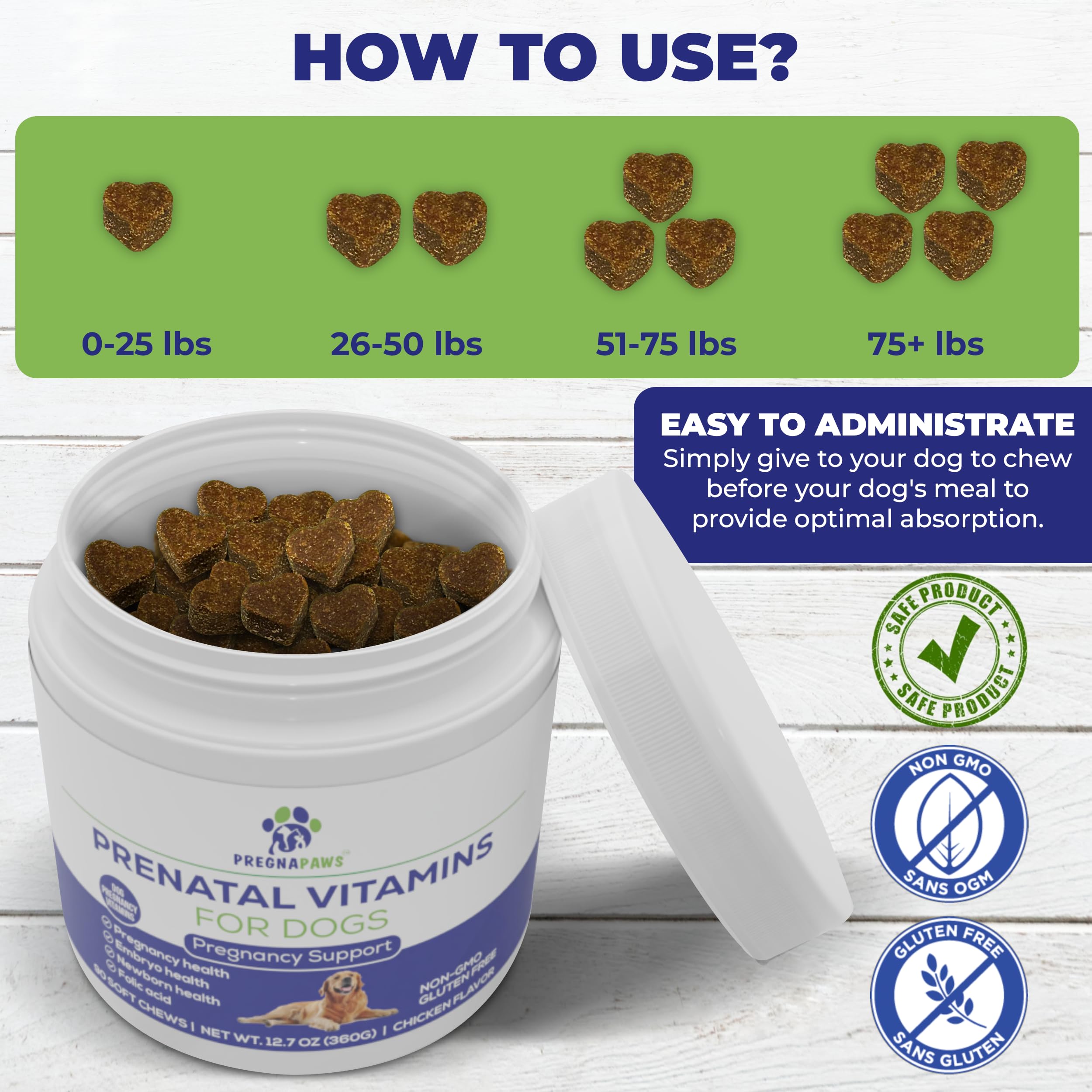 PREGNAPAWS Prenatal Vitamins for Dogs soft chews close-up