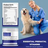 PREGNAPAWS Prenatal Vitamins for Dogs soft chews with a dog