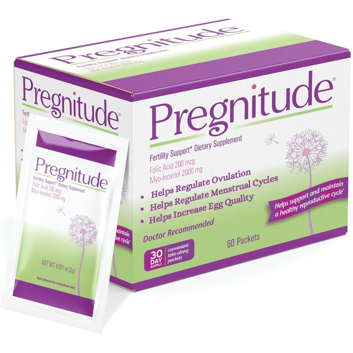 Pregnitude 60 packets of prenatal vitamins with folic acid and myo-inositol