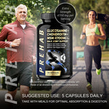 PREHAB Glucosamine Chondroitin MSM supplement on kitchen table
