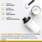 Premier Marine Collagen Peptides Powder mixed in a glass of water
