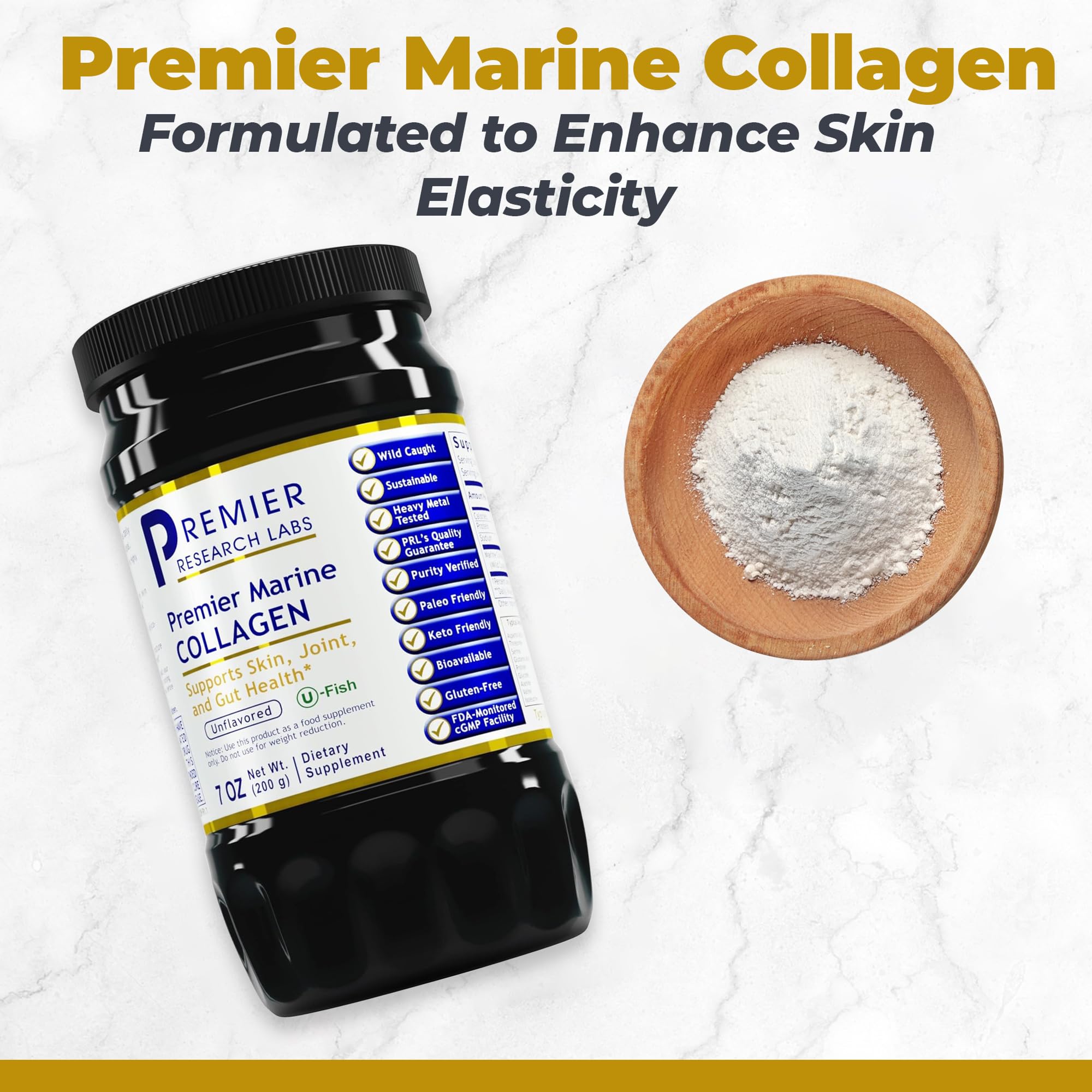 Premier Marine Collagen Peptides Powder packaging side view