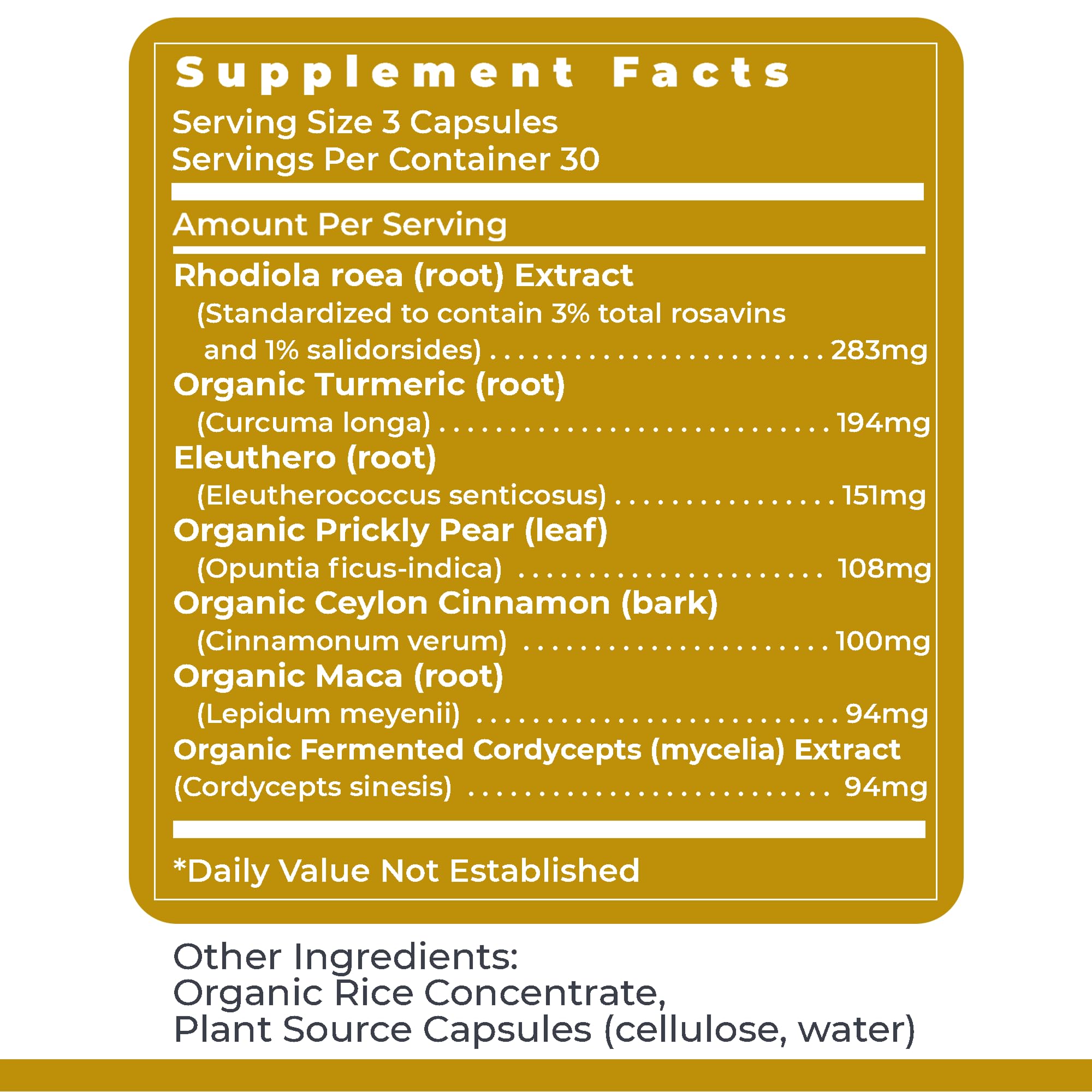 Premier Research Labs Adaptogen-R3 capsules on a wooden table