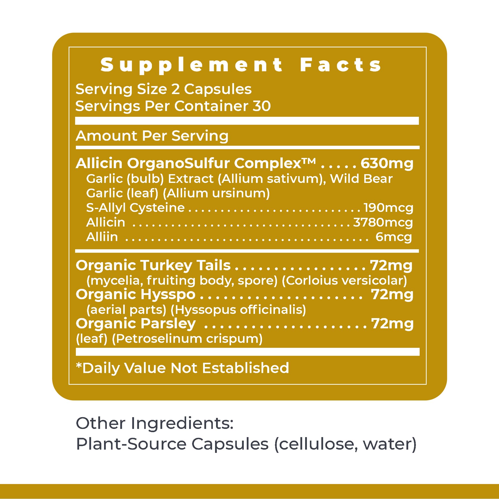 Premier Research Labs Allicidin Garlic Supplement on a wooden table