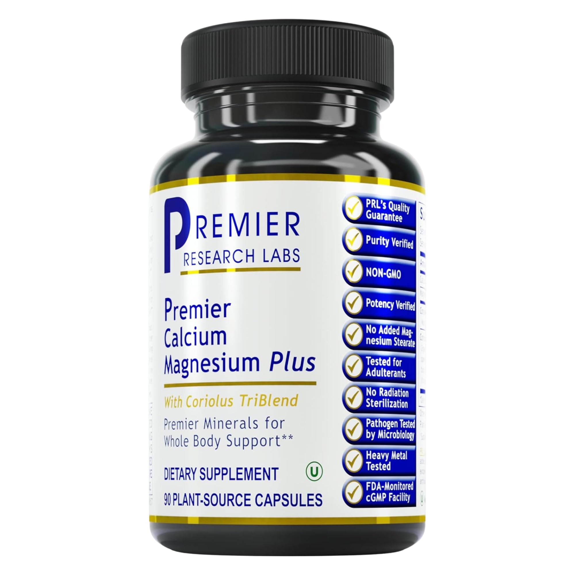 Premier Research Labs Calcium Magnesium Plus supplement front view