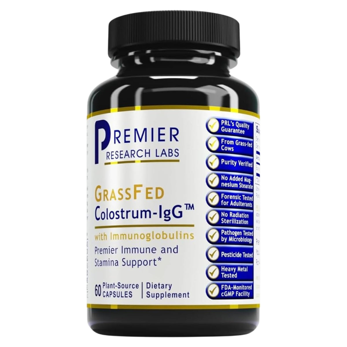 Premier Research Labs Colostrum Capsules 300mg front view
