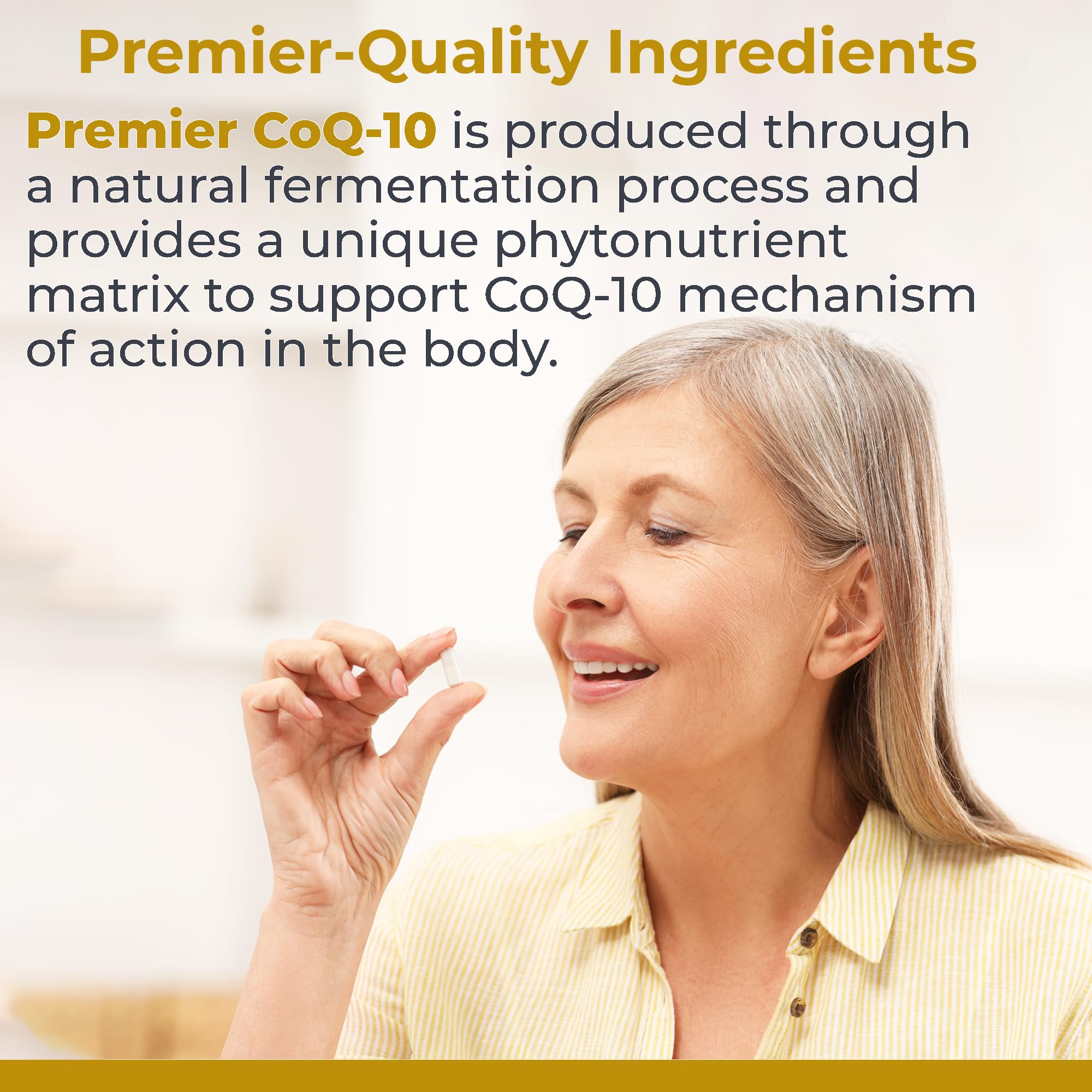 Premier Research Labs CoQ10 Supplement capsules in bottle