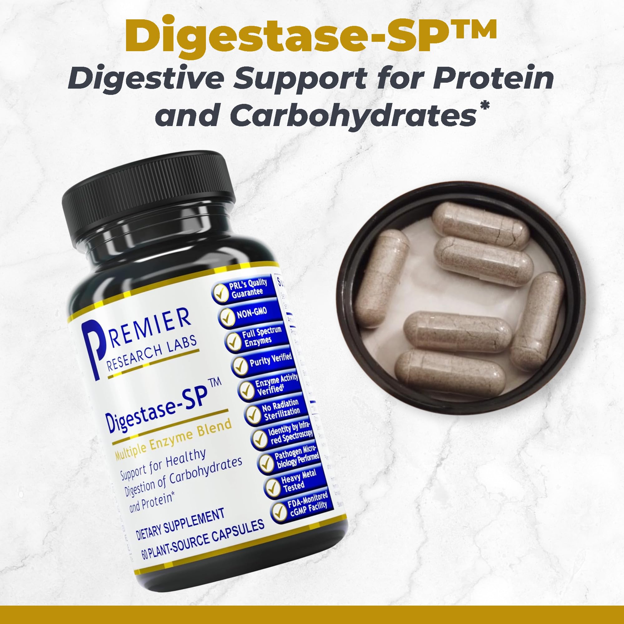 Premier Research Labs daily-SP Multi-Enzymes 90 Capsules side view