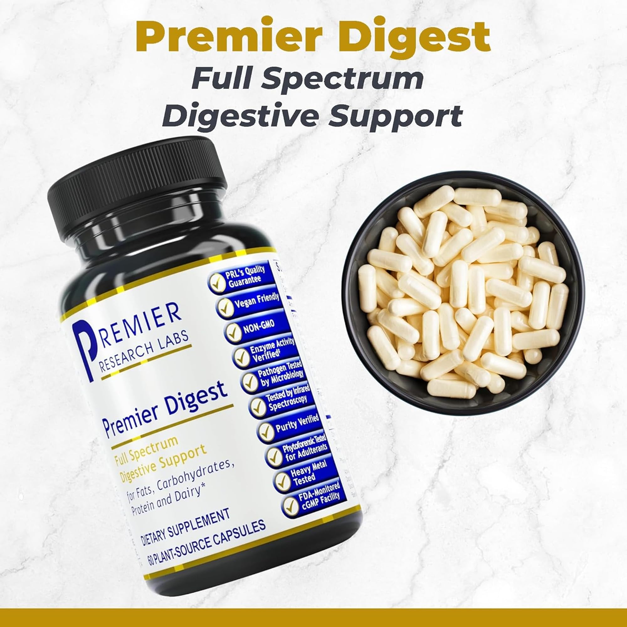 Premier Research Labs Full-Spectrum daily Enzymes 50g capsule close-up