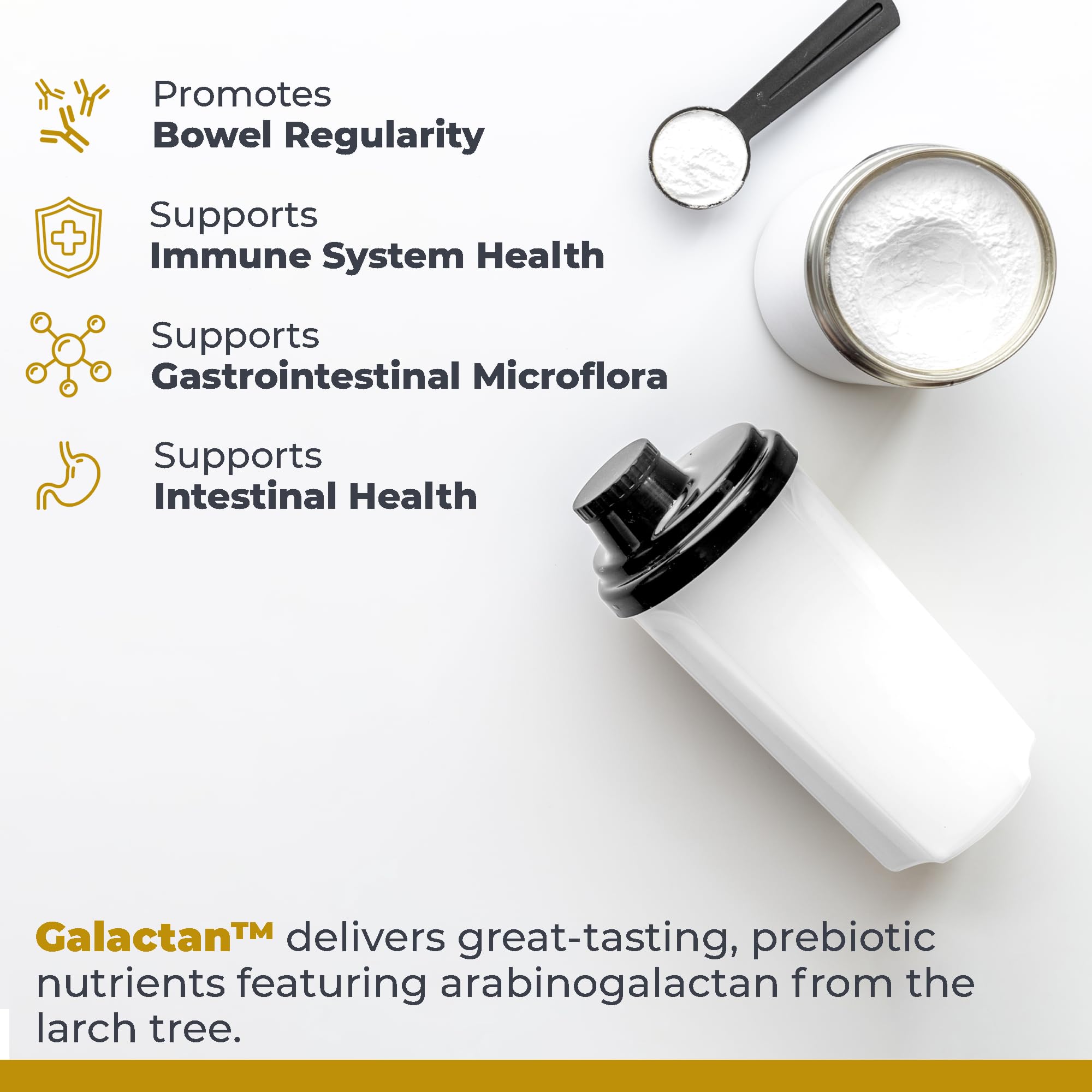 Premier Research Labs Galactan Prebiotic Powder mixed in a glass of water