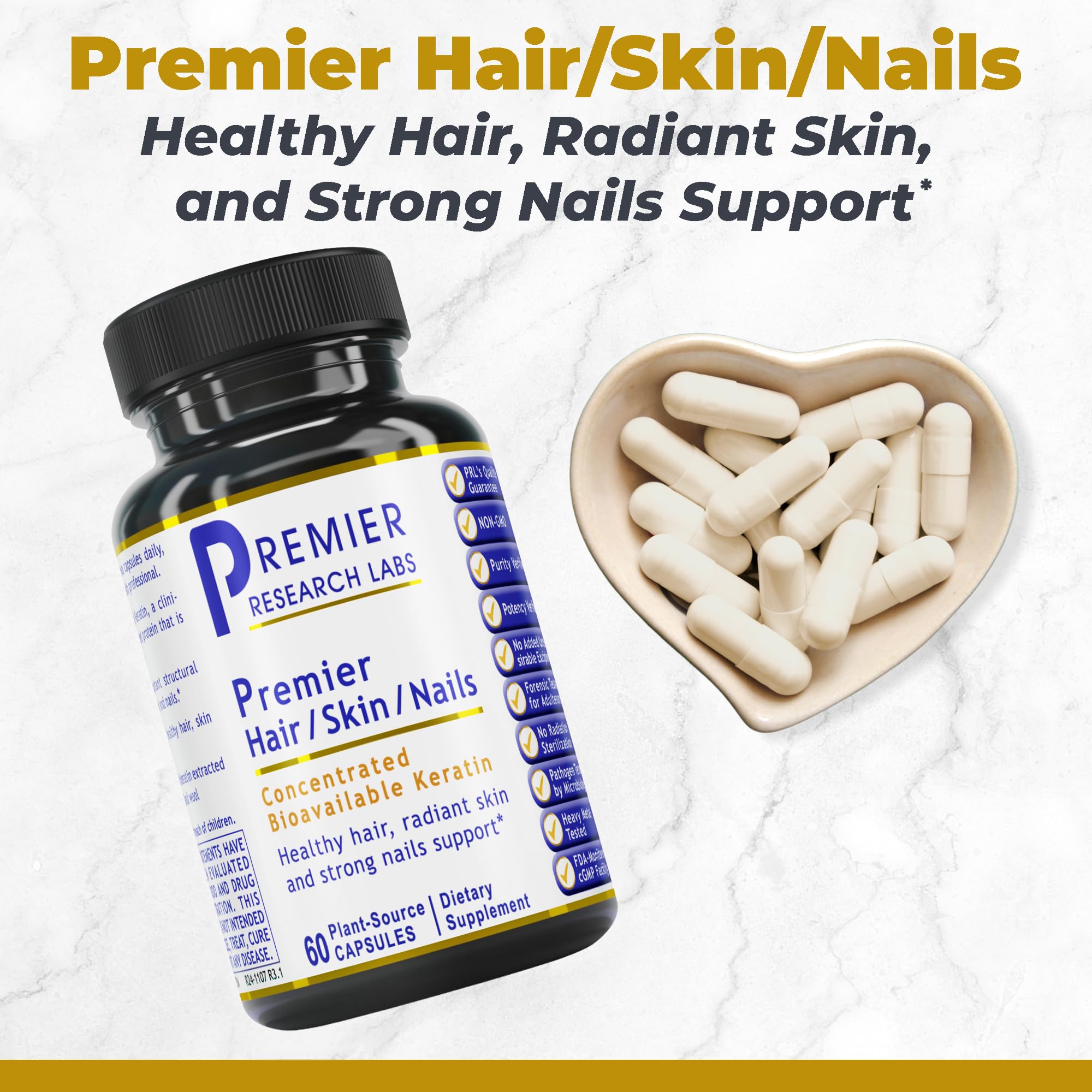 Premier Research Labs Keratin Supplement bottle side view