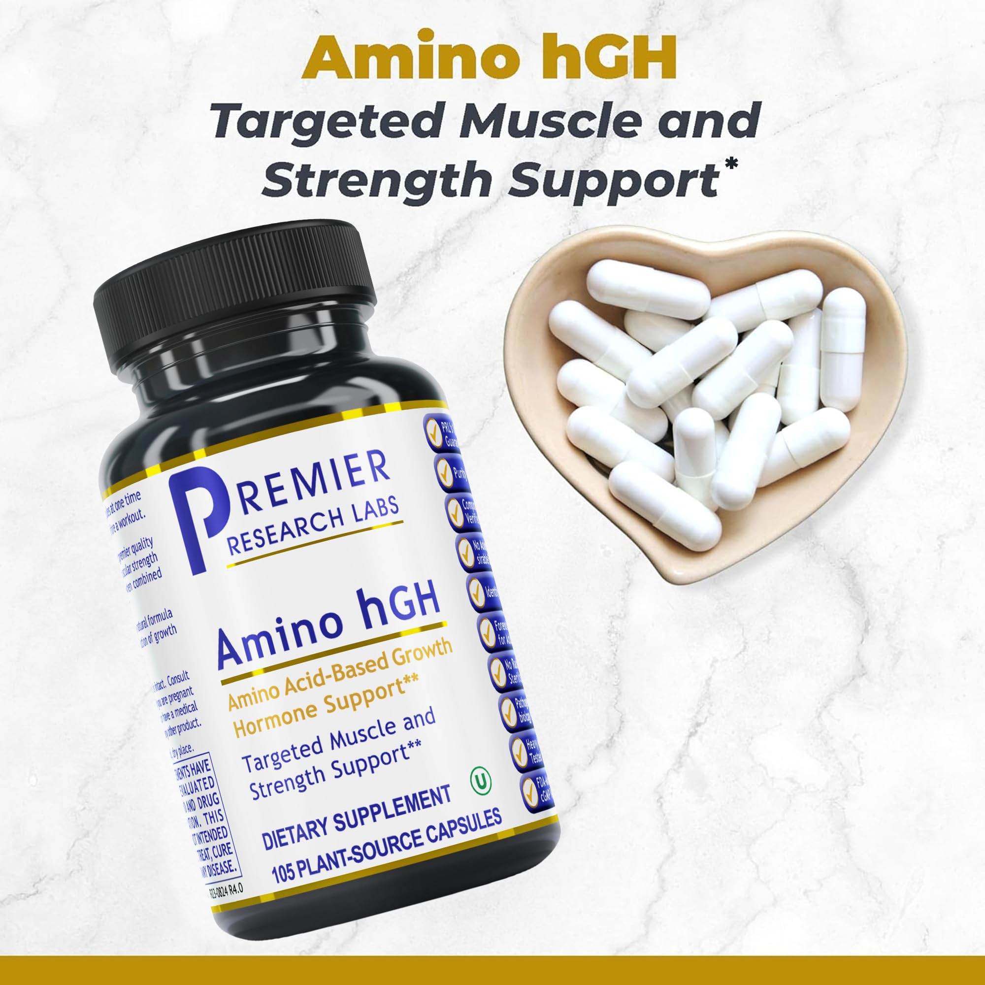 Premier Research Labs L-Arginine Amino Acid Supplement side view