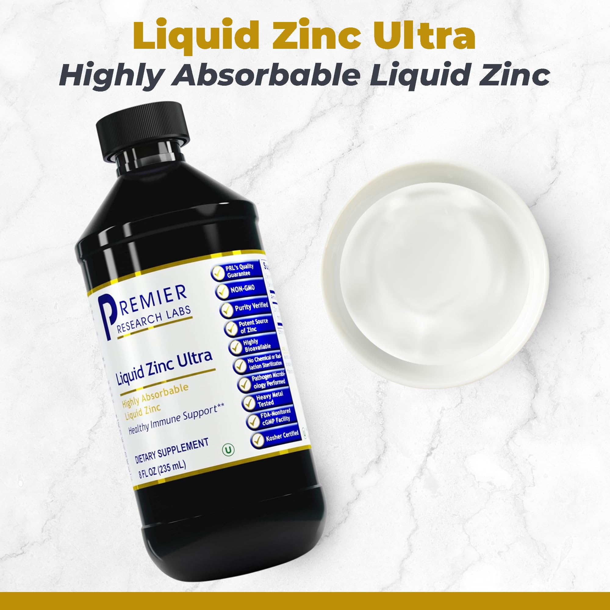 Premier Research Labs Liquid Zinc Drops 25mg back view