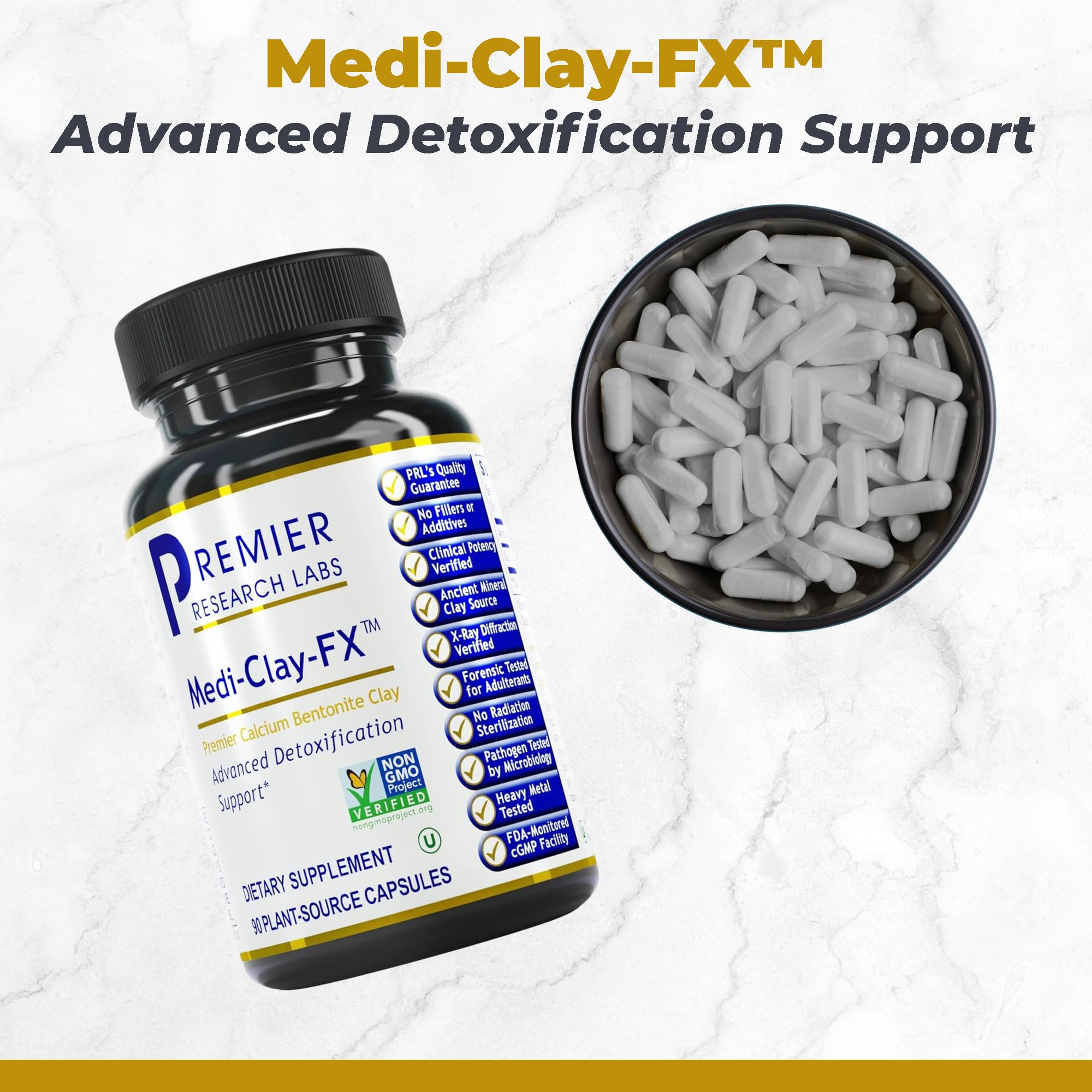 Premier Research Labs Medi-Clay-FX Bentonite Capsules side view