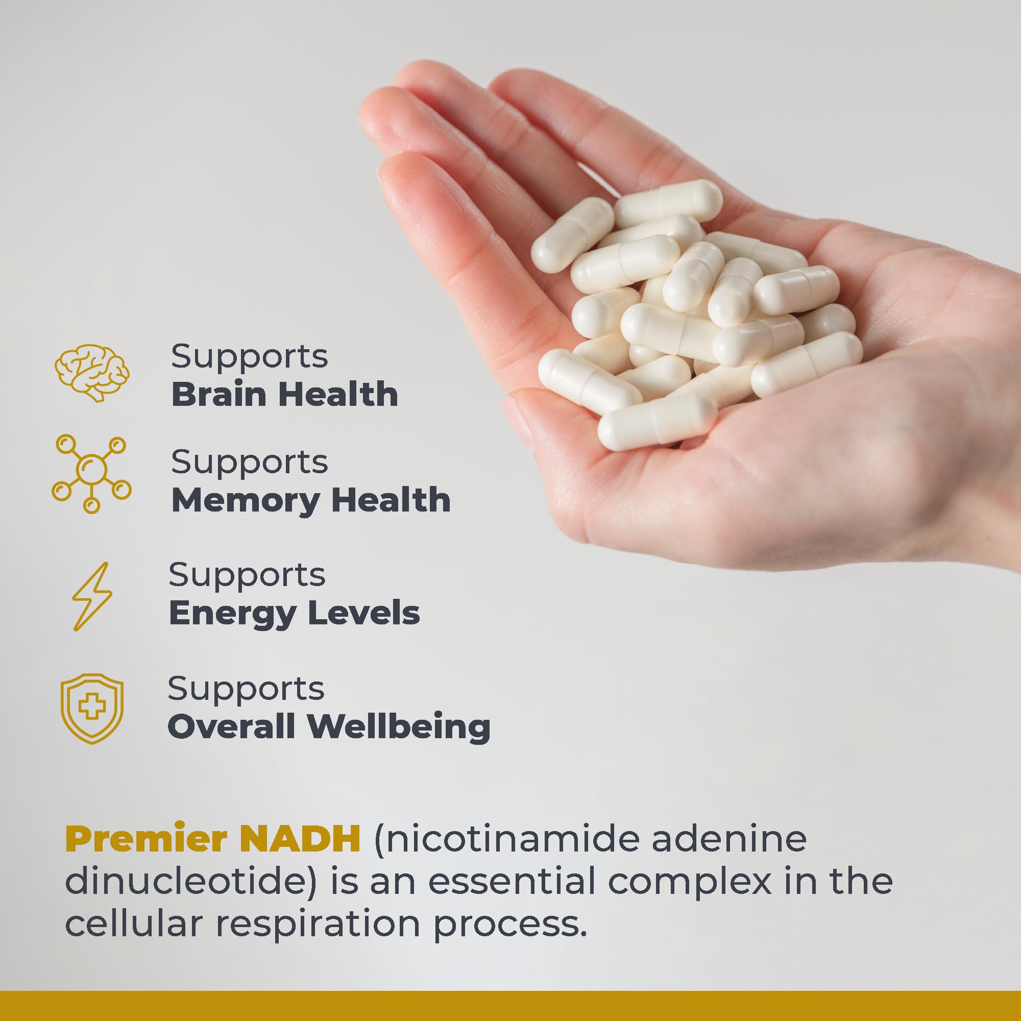 Premier Research Labs NADH Supplement 10mg capsule close-up