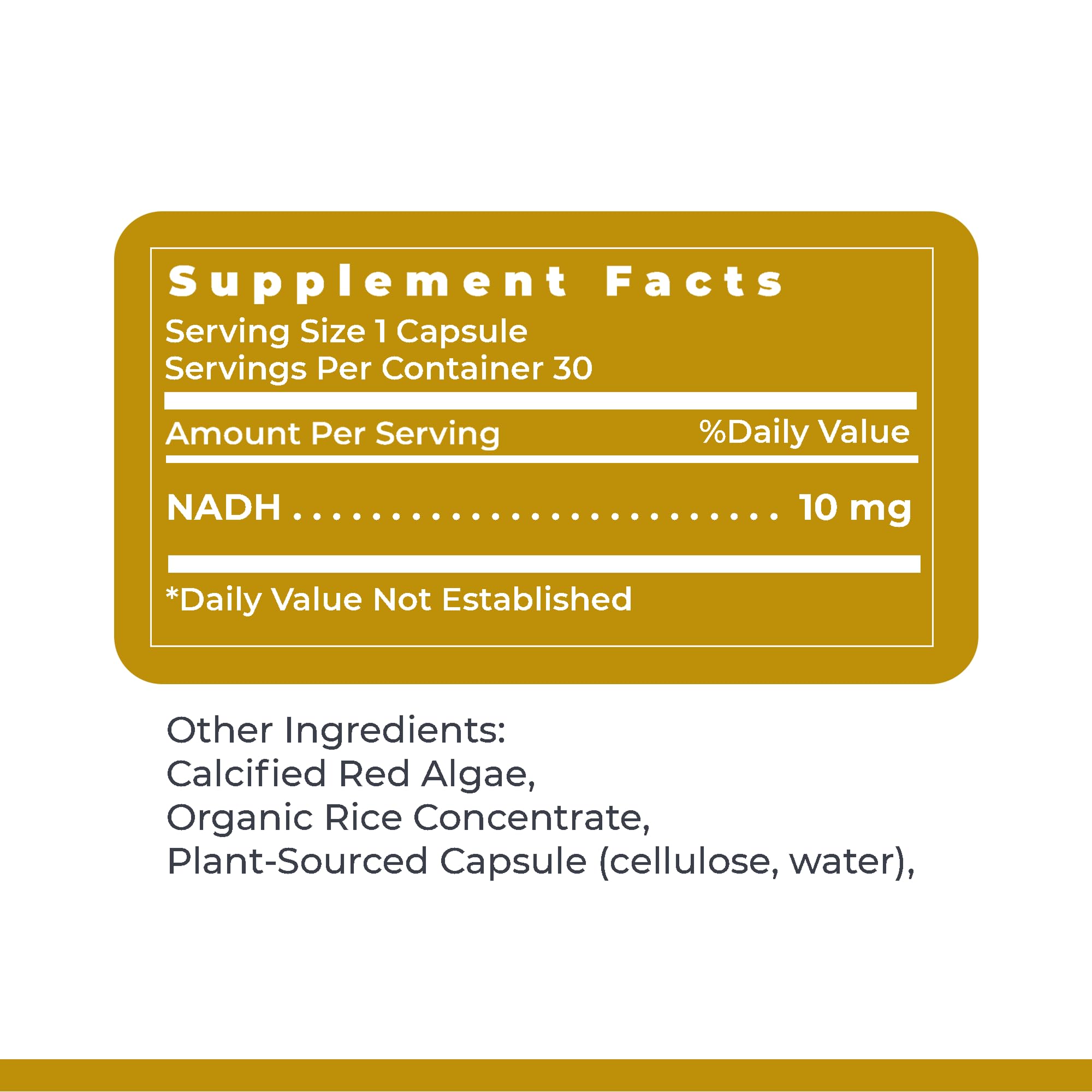 Premier Research Labs NADH Supplement 10mg on a wooden table