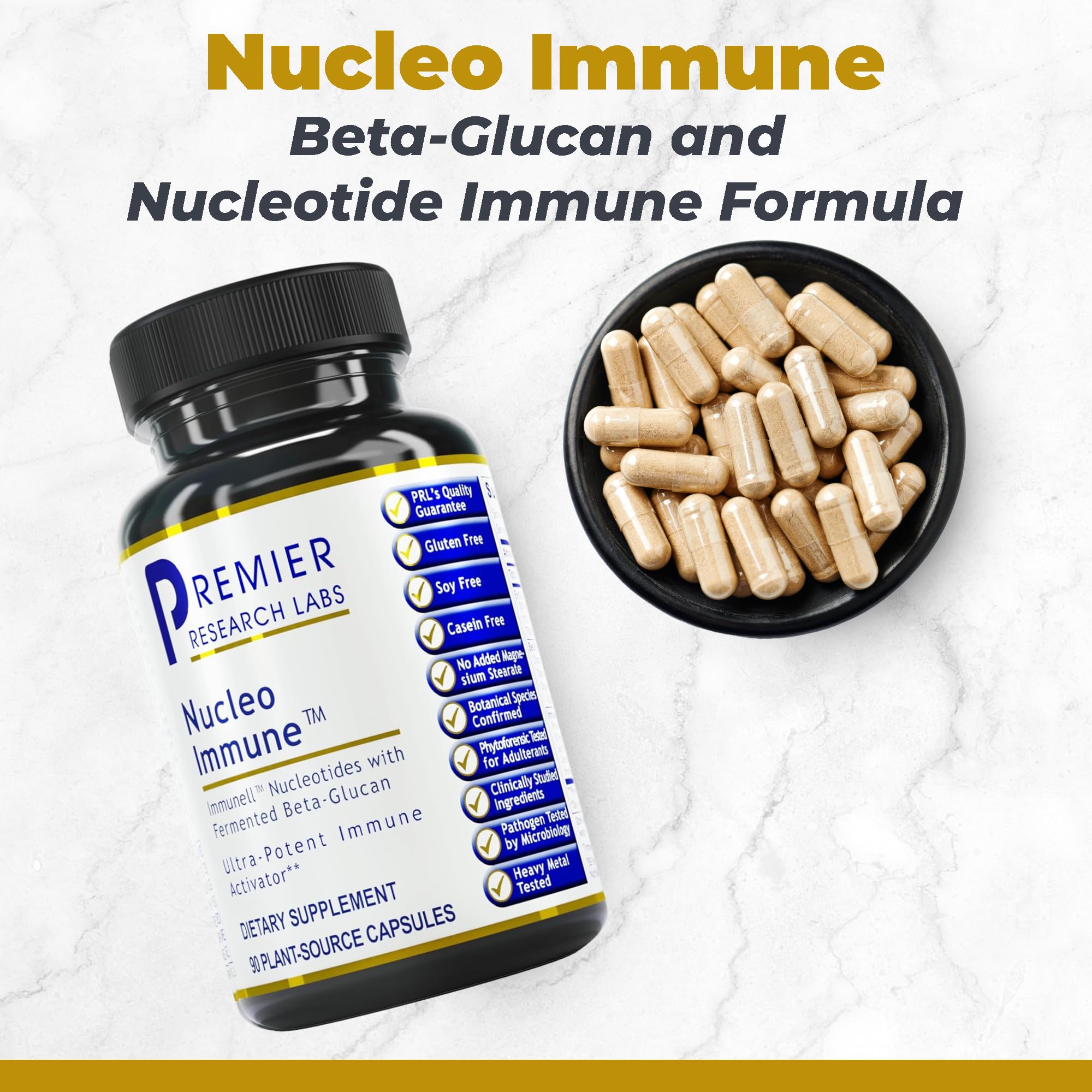 Premier Research Labs Nucleo daily wellness supplement capsules close-up