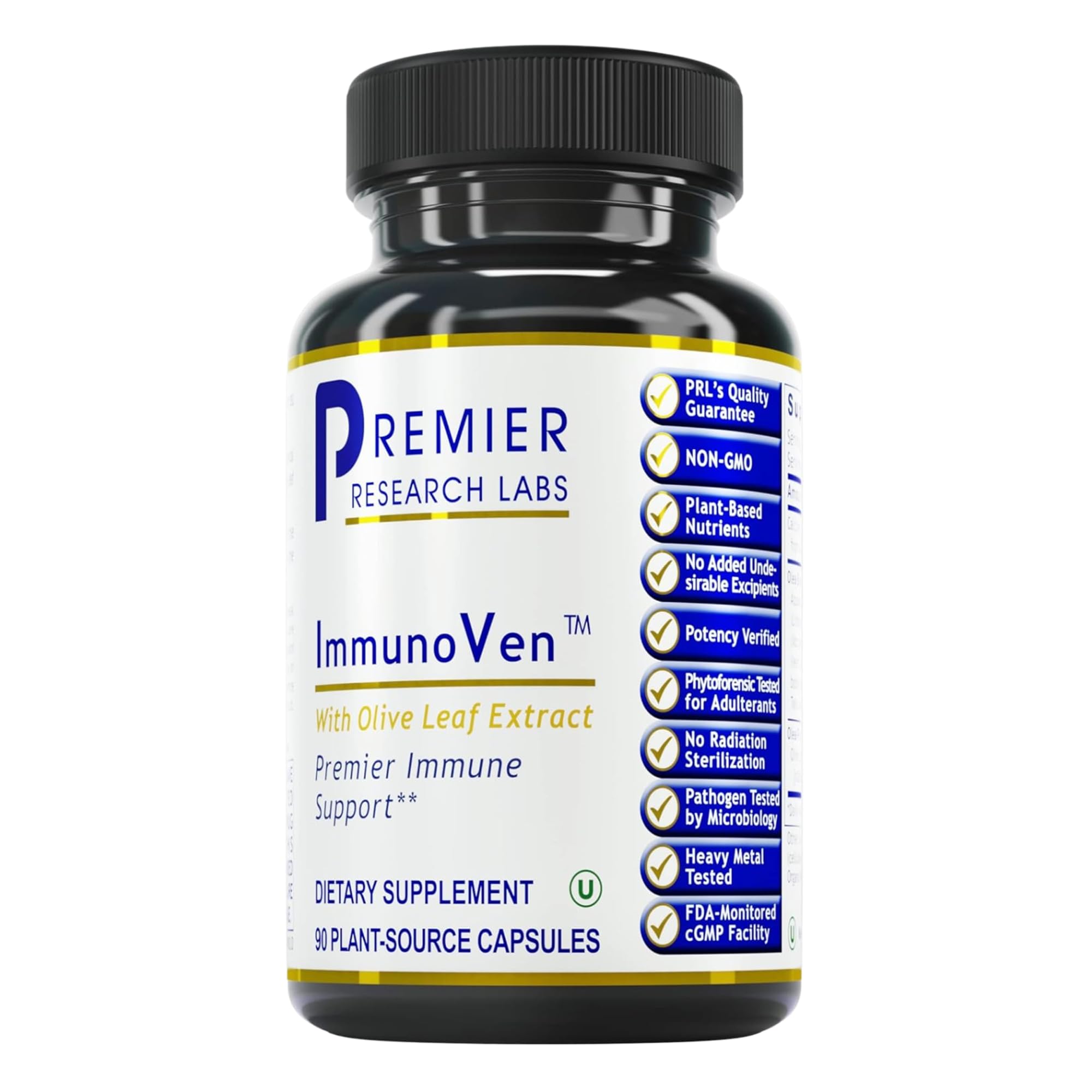 Premier Research Labs Olive Leaf Extract 255mg supplement front view