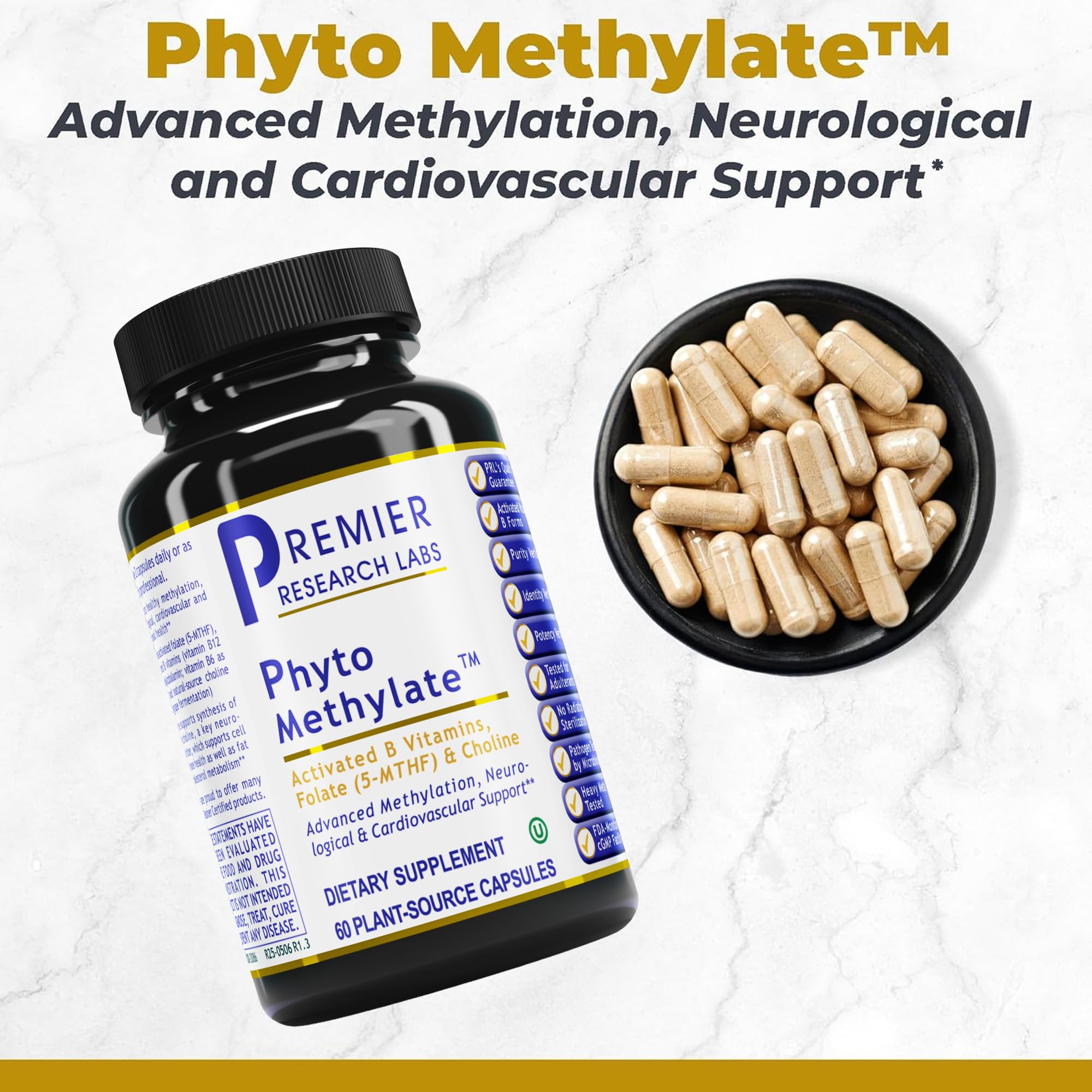 Premier Research Labs Phyto Methylate B-Complex Multivitamin side view