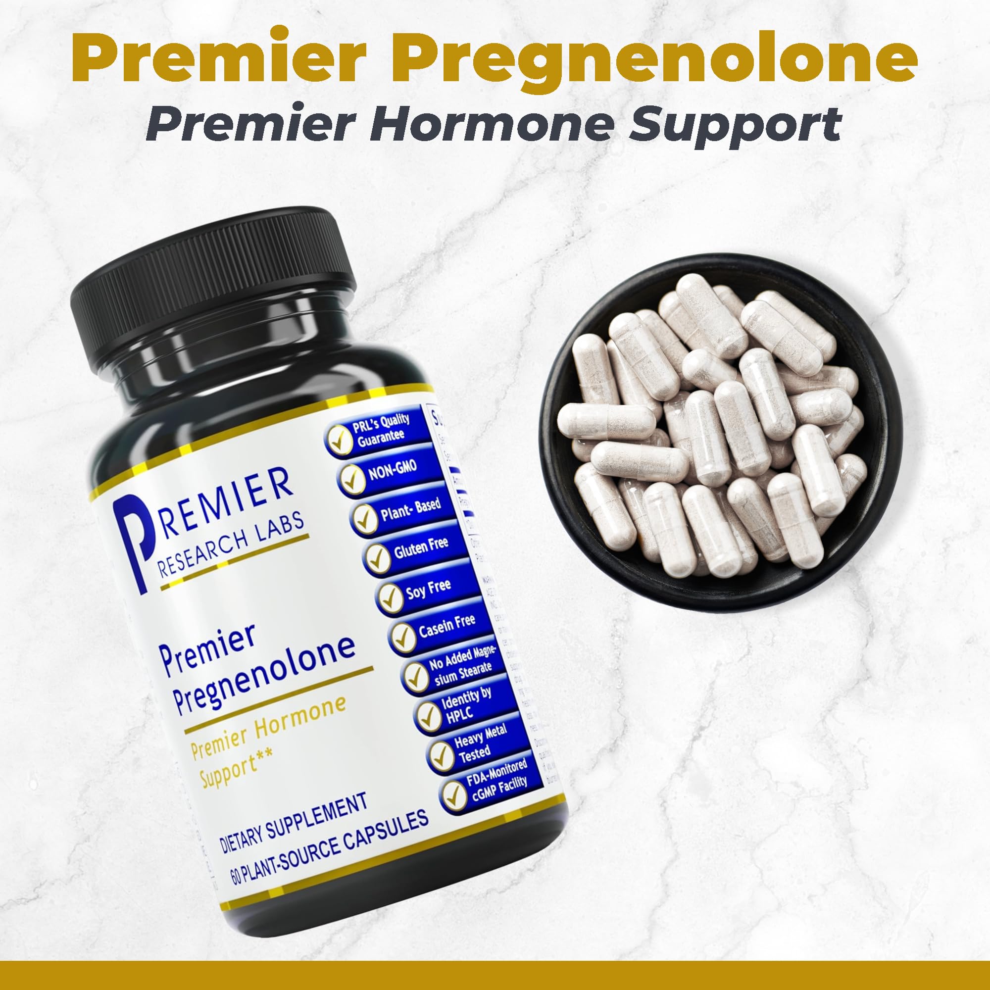 Premier Research Labs Pregnenolone Supplement 100 mg capsule side view