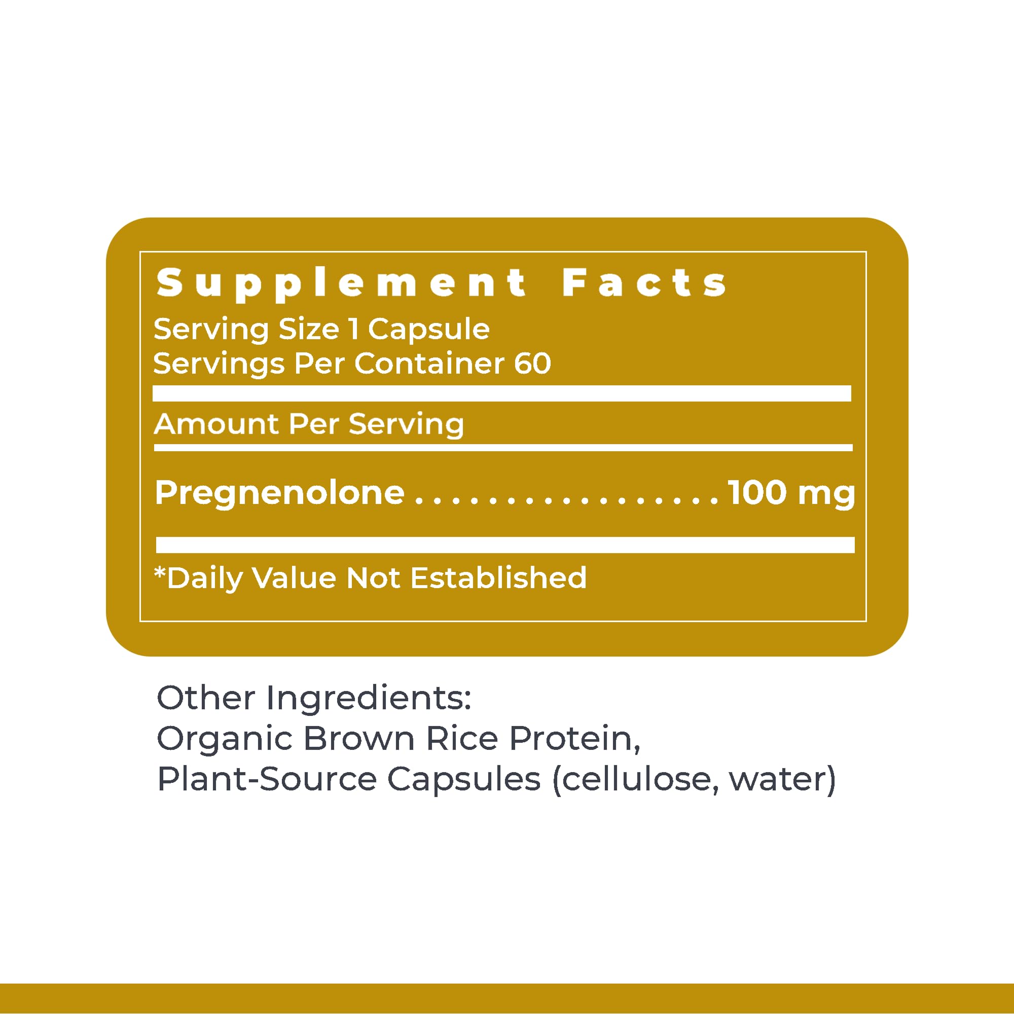 Premier Research Labs Pregnenolone Supplement ingredients list on packaging