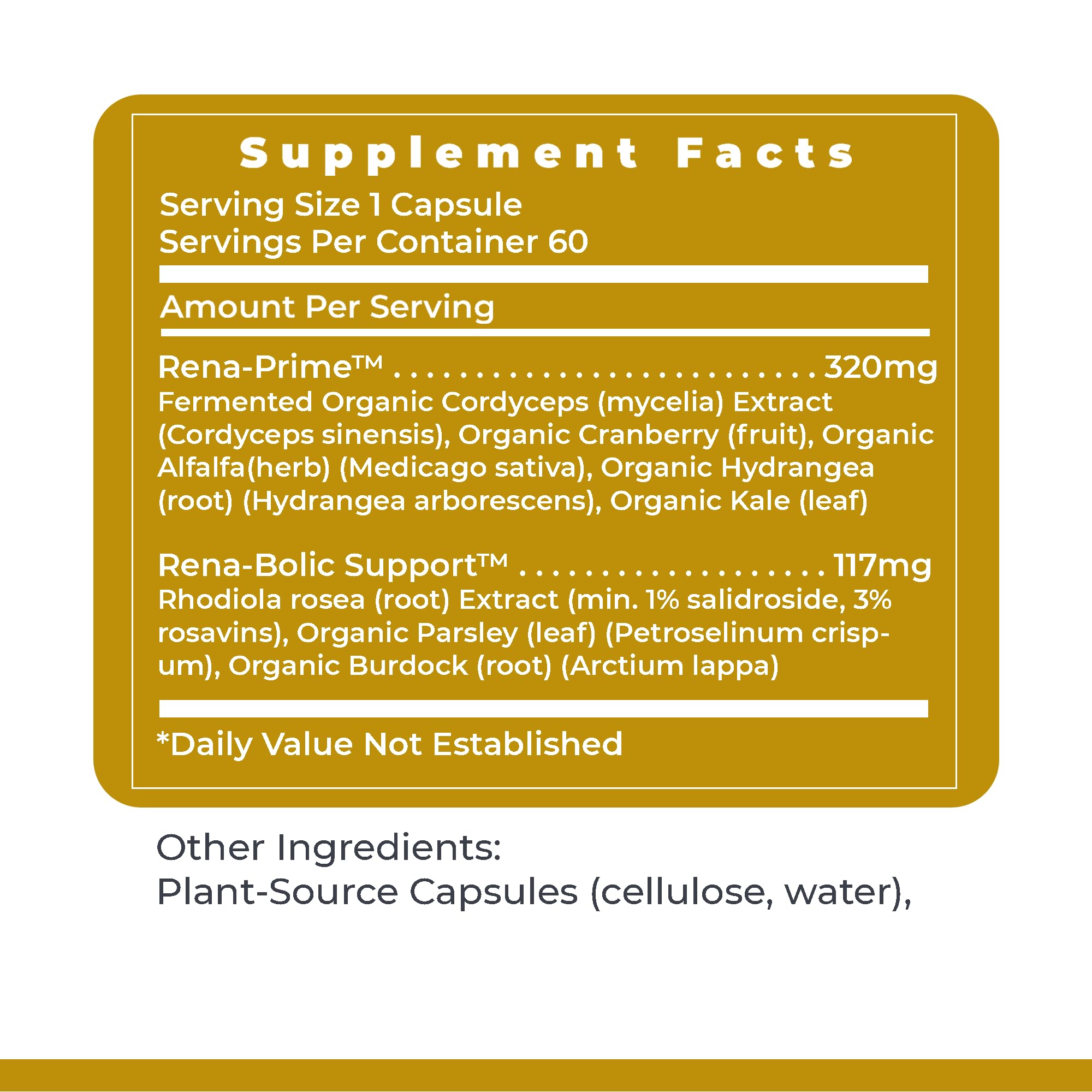 Premier Research Labs RenaVen Kidney Support Supplement packaging details