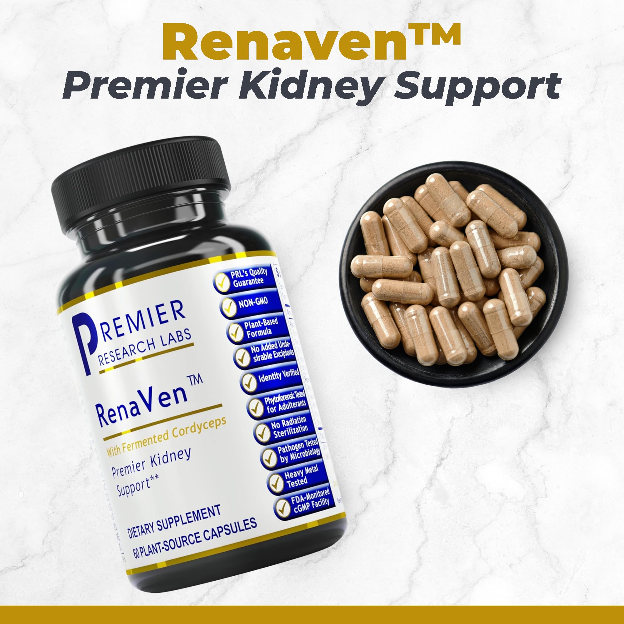 Premier Research Labs RenaVen Kidney Support Supplement side view