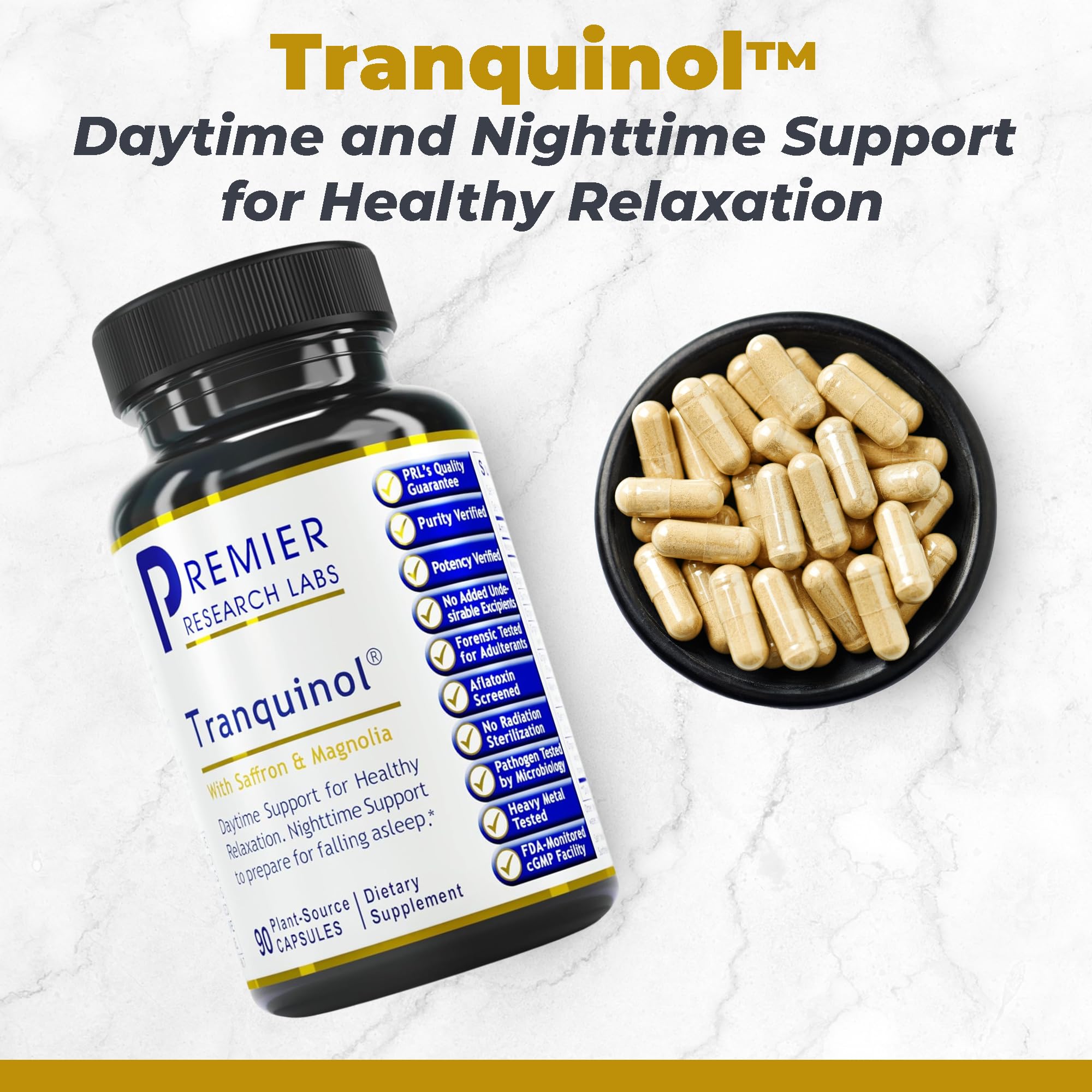 Premier Research Labs Tranquinol Sleep Supplement bottle side view