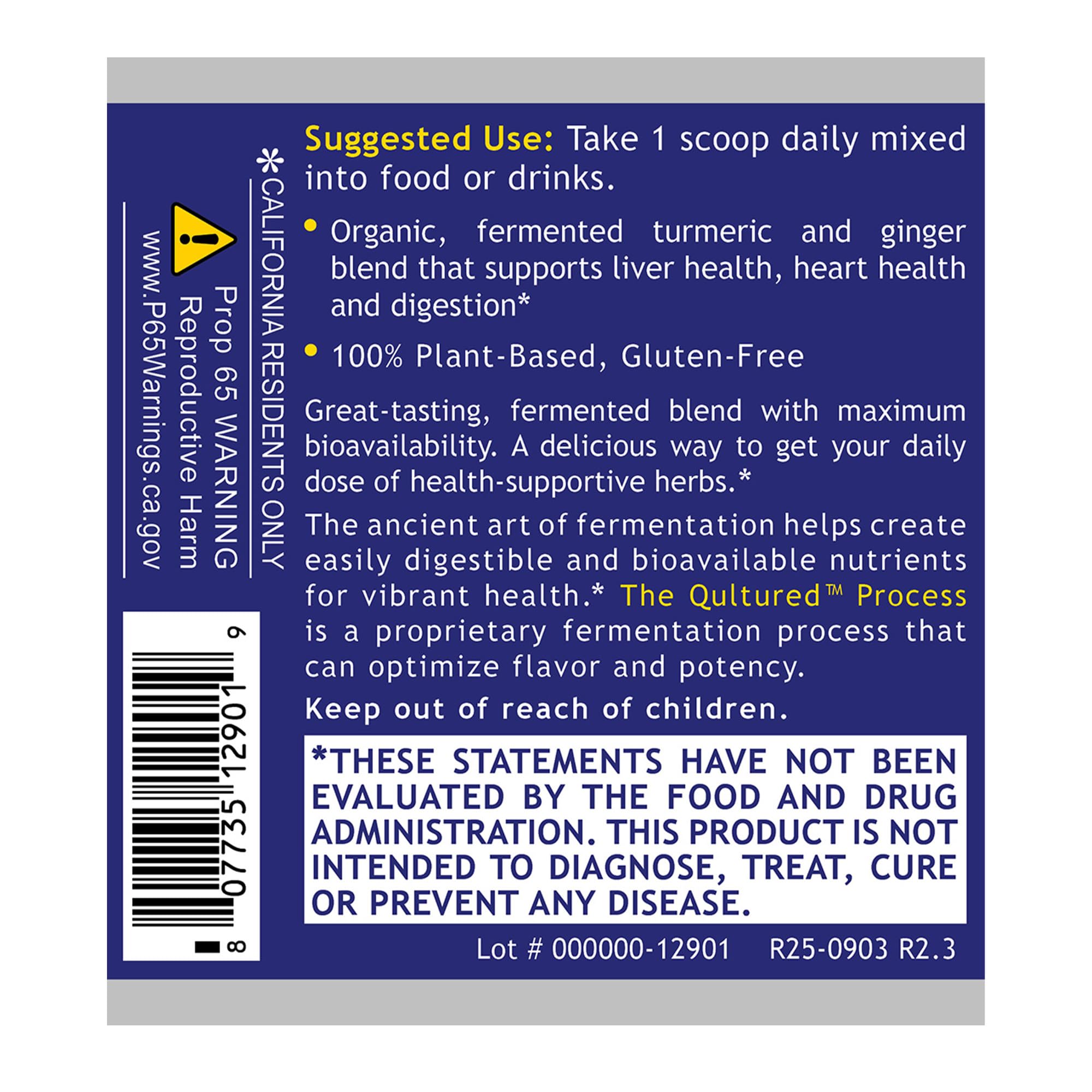 Premier Research Labs Turmeric and Ginger Supplement 191g scoop and powder