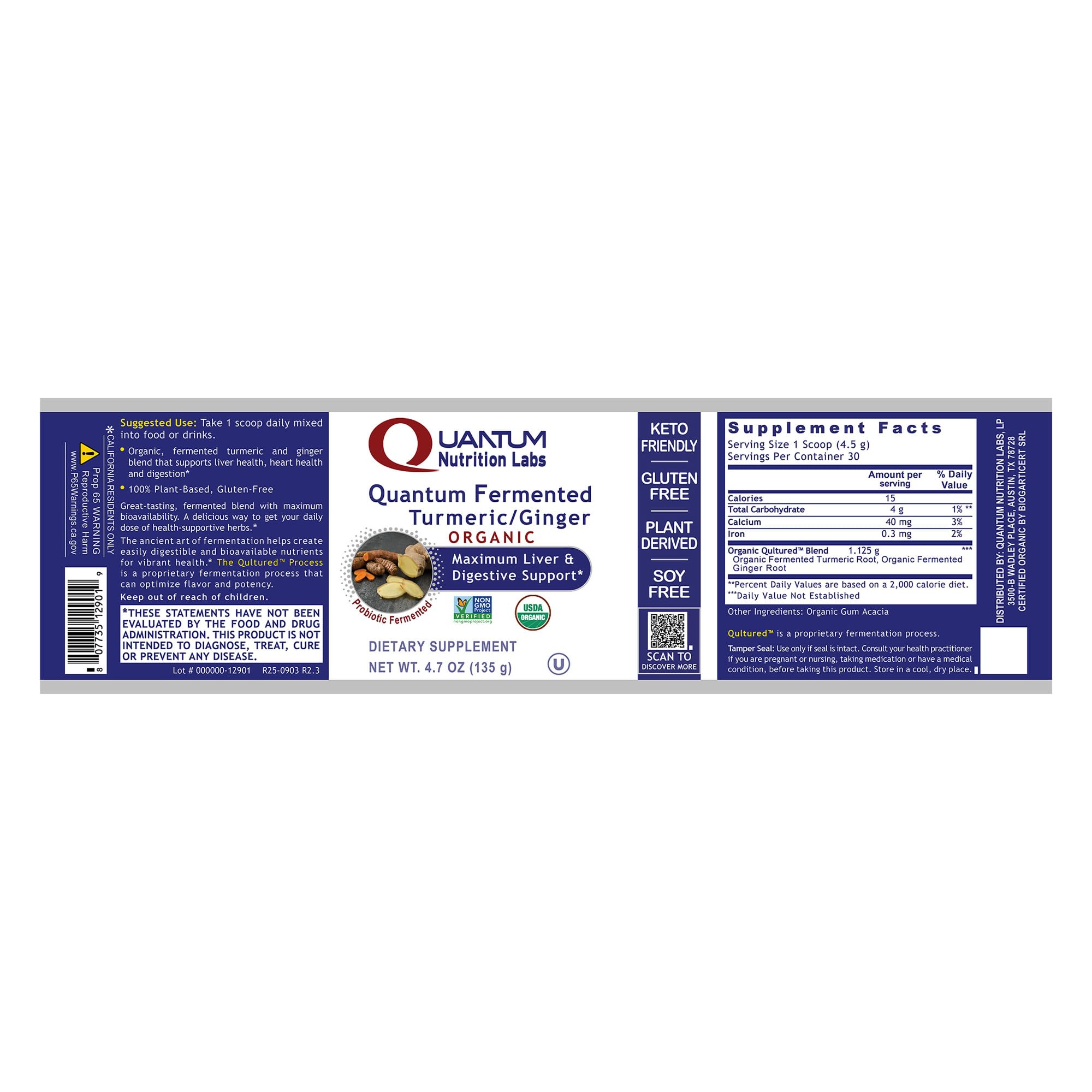 Premier Research Labs Turmeric and Ginger Supplement 191g serving suggestion