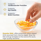 Premier Research Labs Vegan DHA supplement displayed with natural ingredients
