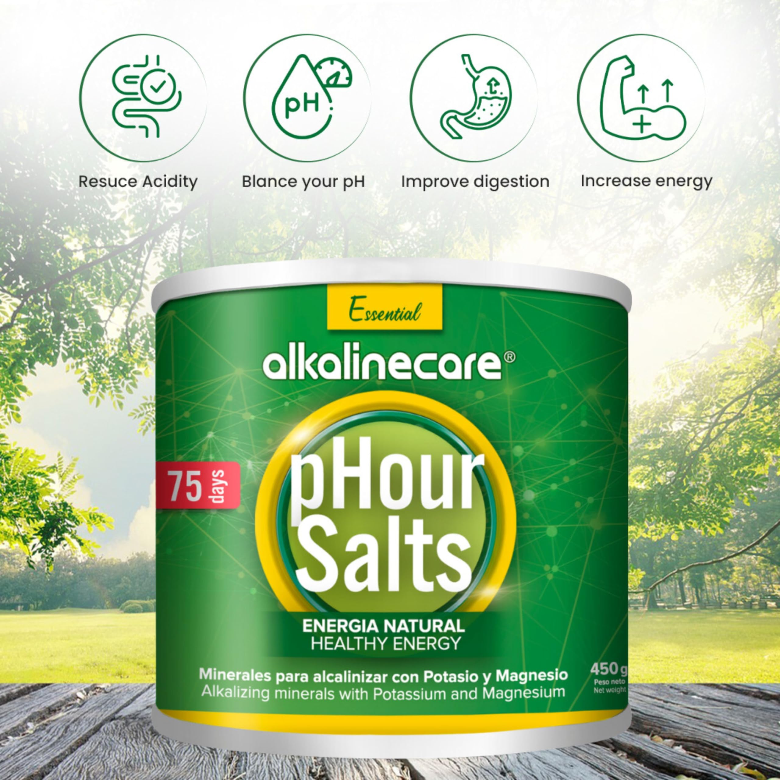 Premium Alkalinecare PHOUR Salts 476g packaging