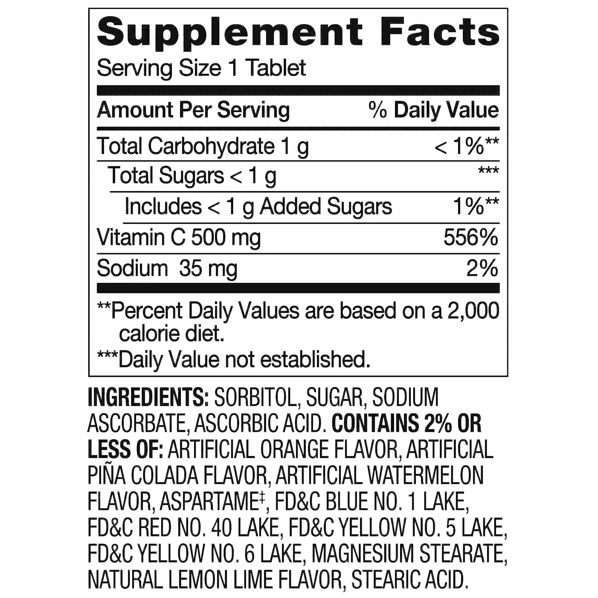 Premium Choice Co Vitamin C 500mg Chewable Tablets bottle with label
