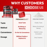 Premium Select Nutrition Creatine HCL Gummies with fresh fruit background