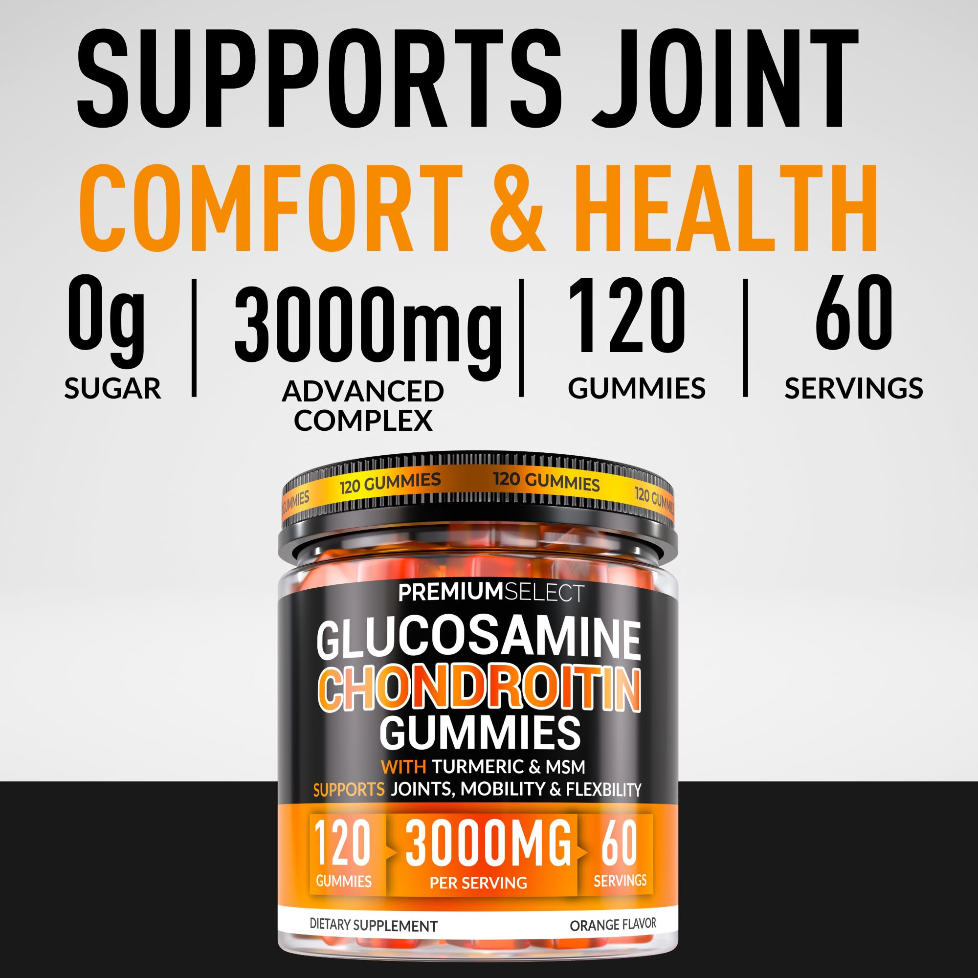 Premium Select Nutrition Glucosamine Chondroitin Gummies bottle side view