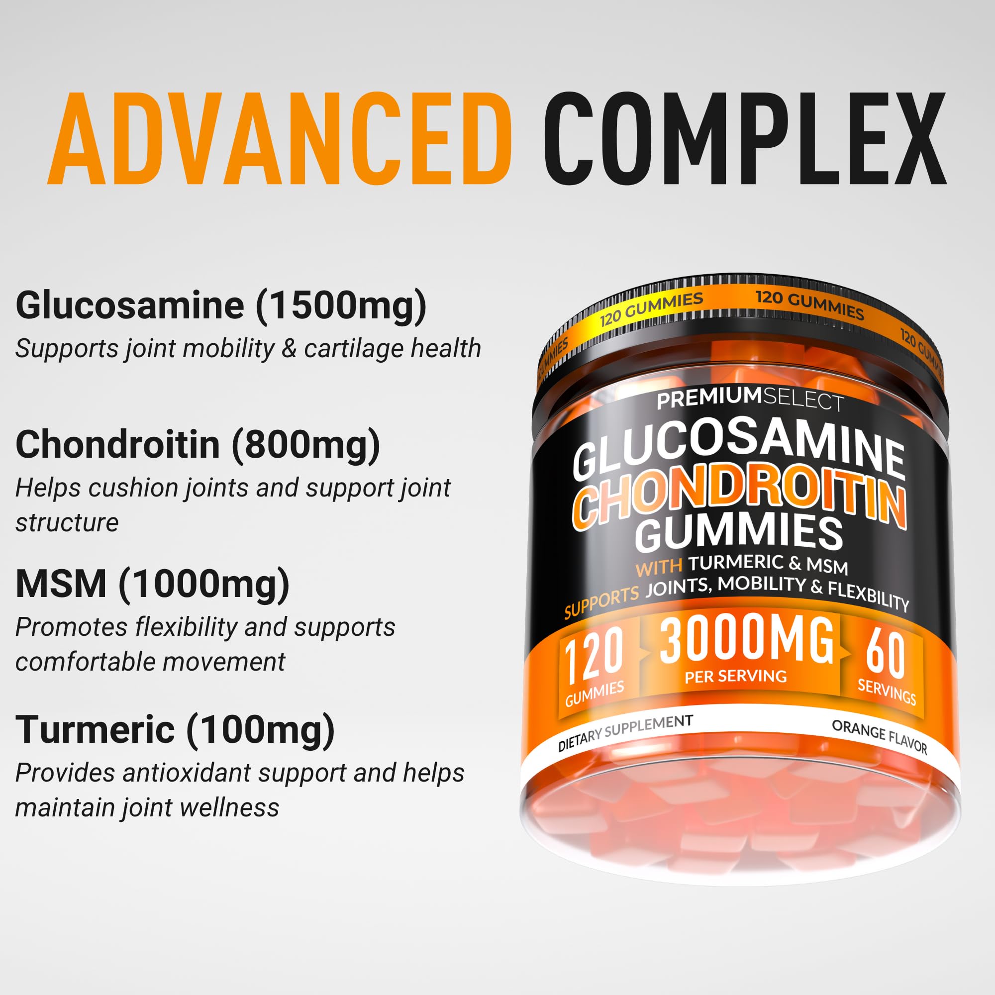 Premium Select Nutrition Glucosamine Chondroitin Gummies close-up of gummies