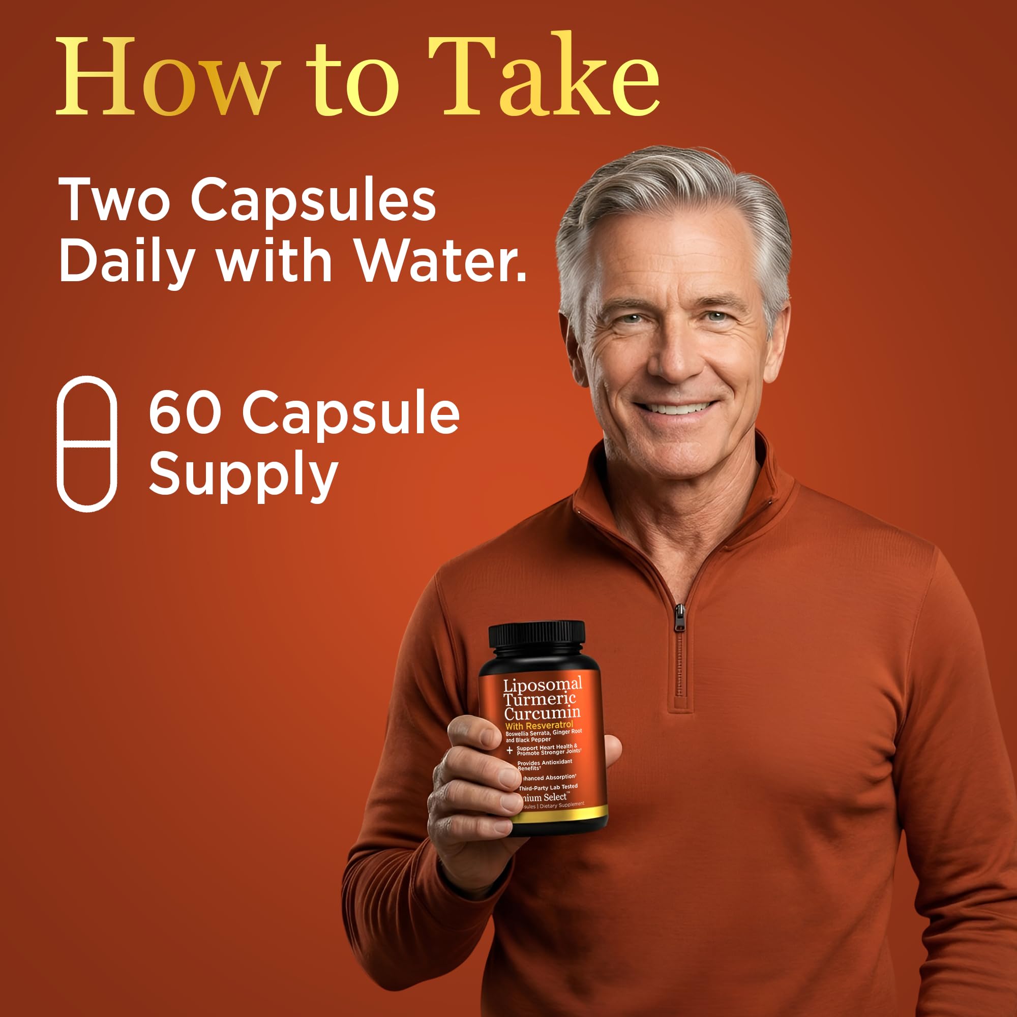 Premium Select Nutrition Liposomal Turmeric Curcumin 500mg capsules close-up