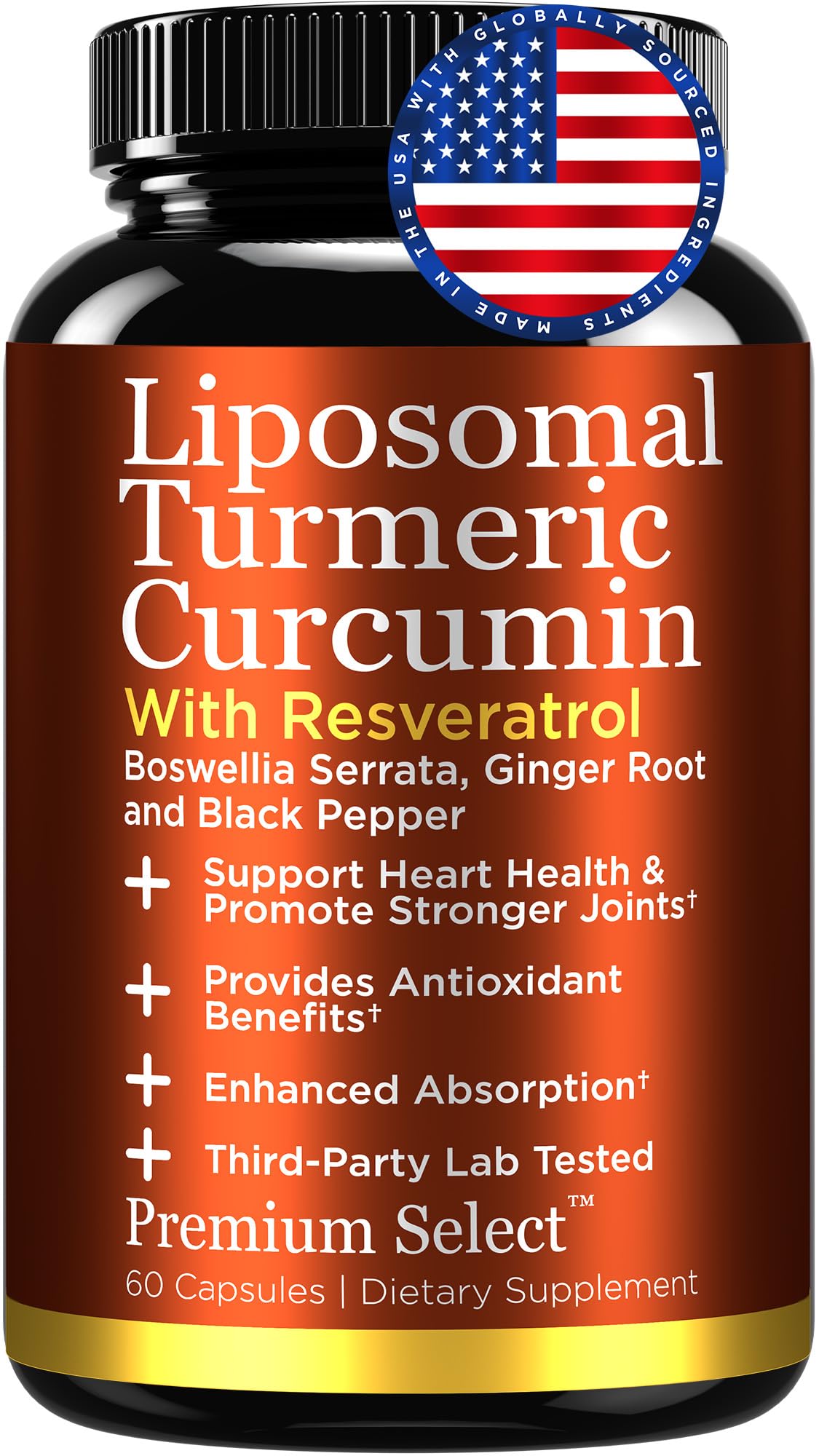 Premium Select Nutrition Liposomal Turmeric Curcumin 500mg front view