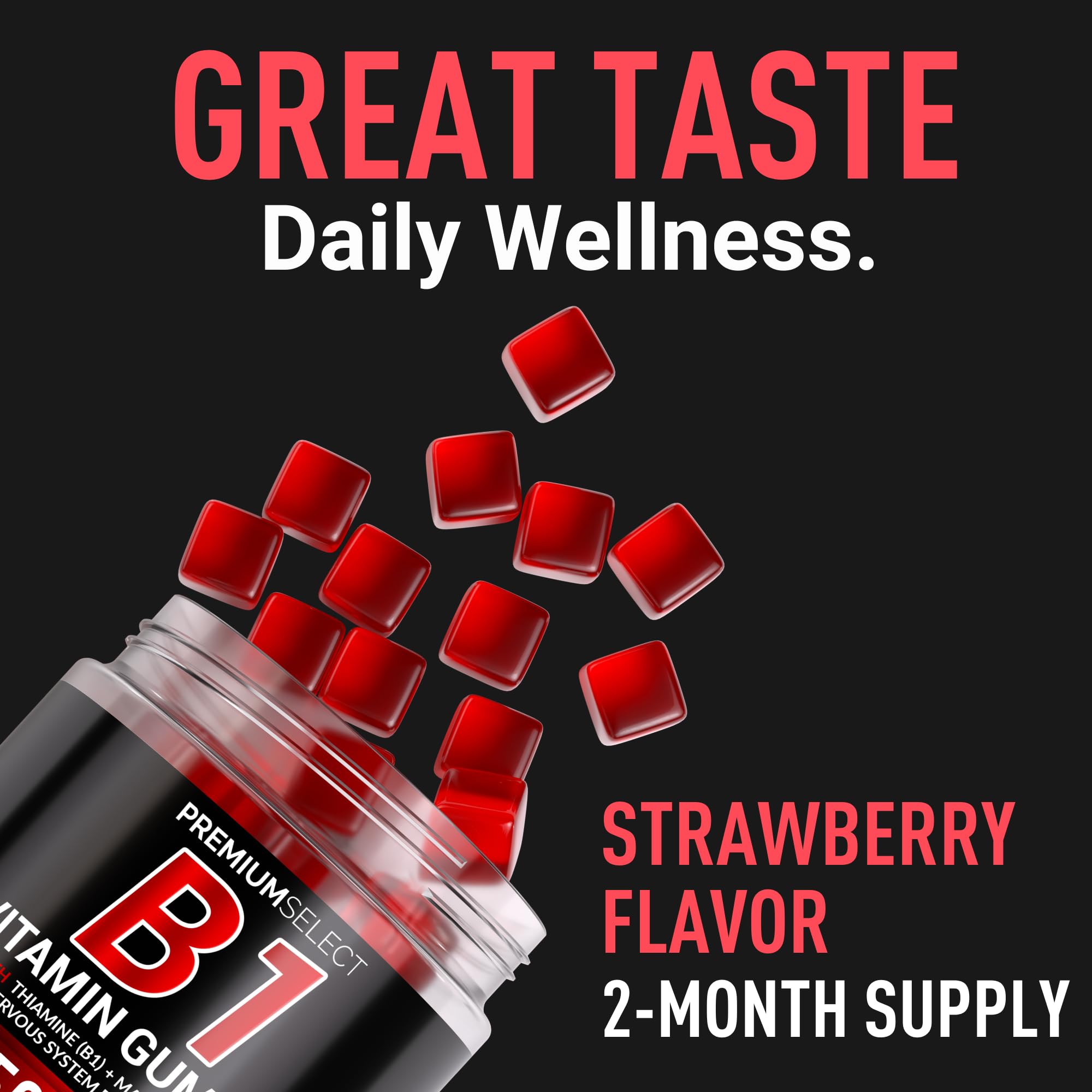 Premium Select Nutrition Vitamin B1 Gummies 500mg serving size