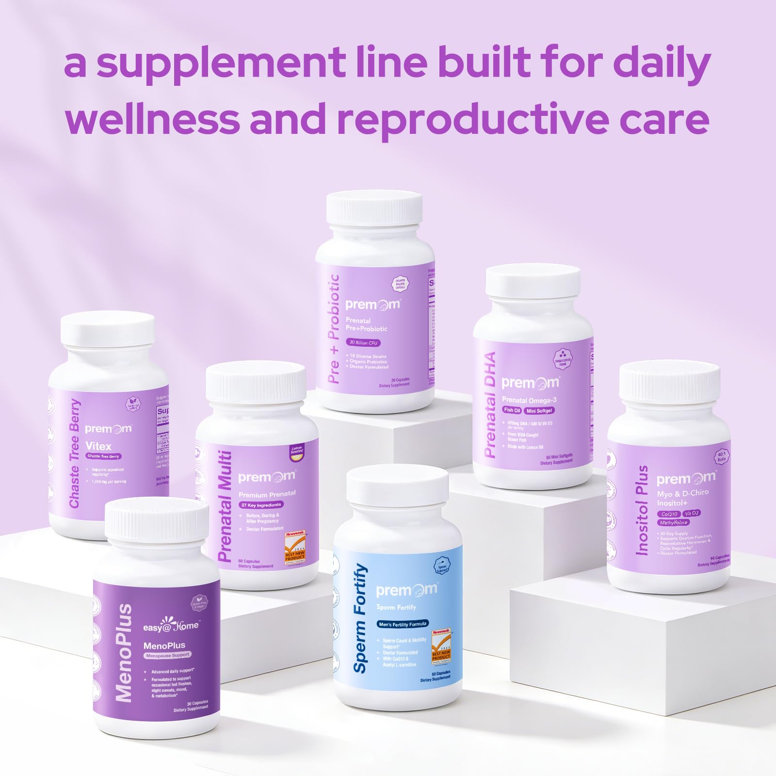 Premom Prenatal Choline bottle with a green background