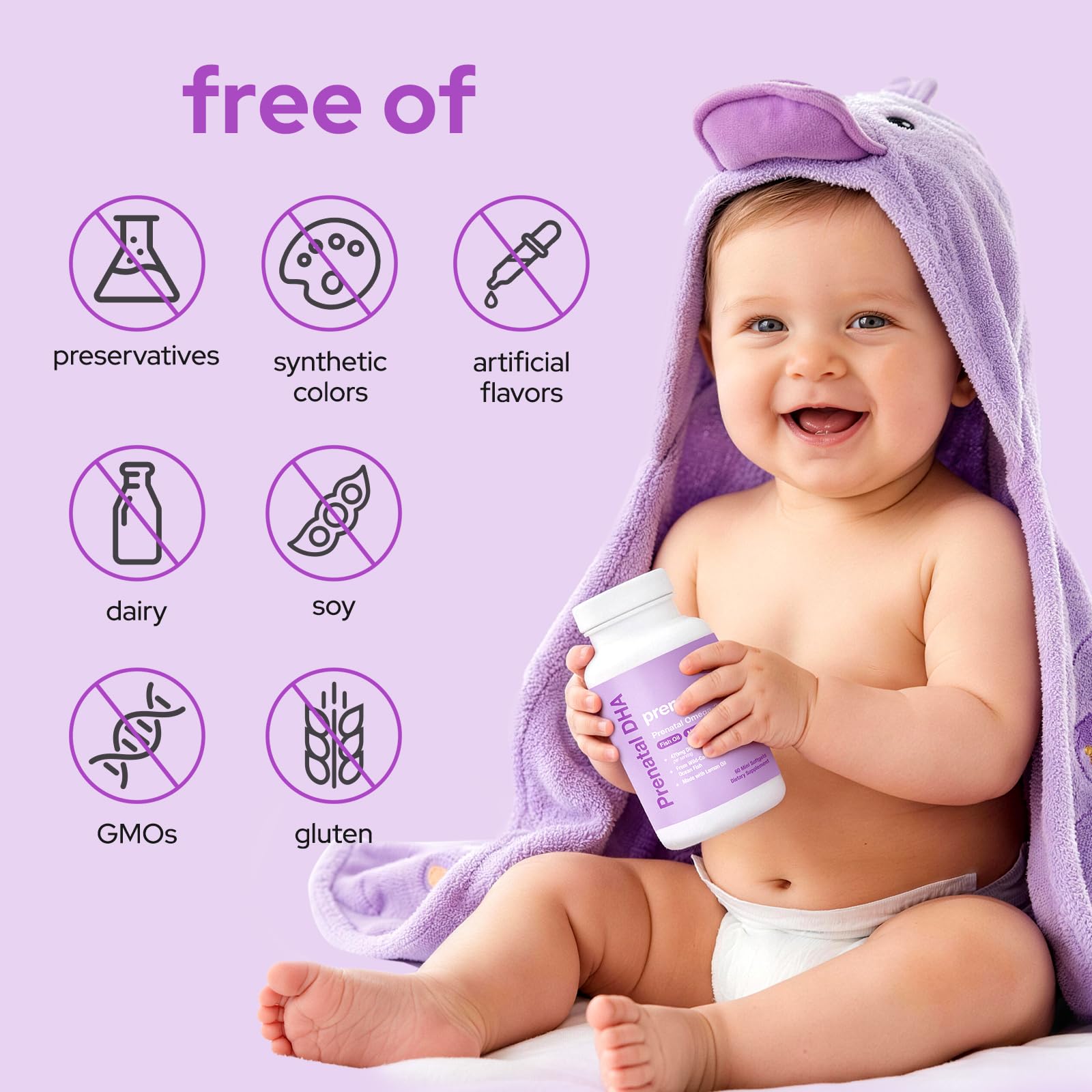 Premom Prenatal DHA softgels with a measuring spoon