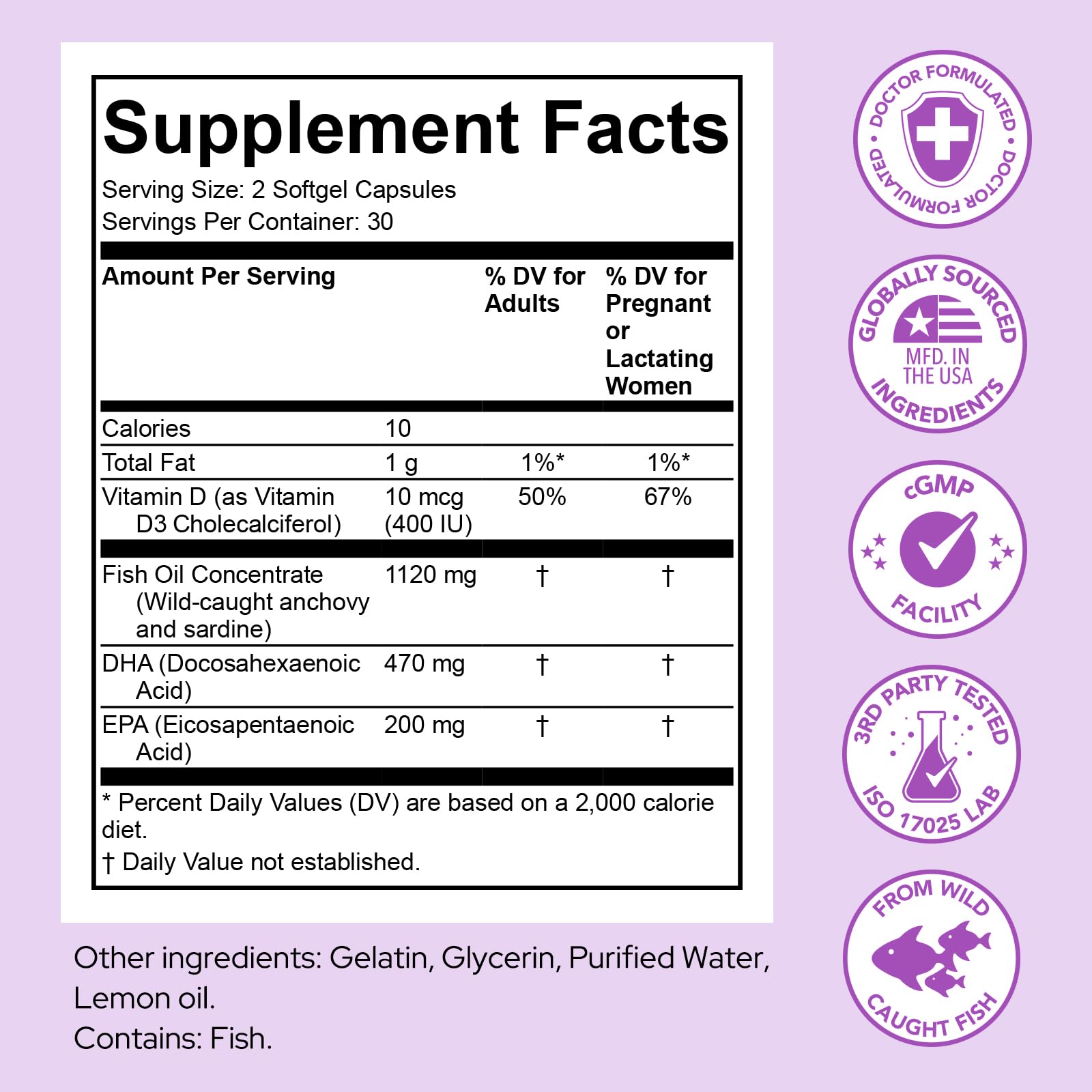 Premom Prenatal DHA softgels with natural lemon oil