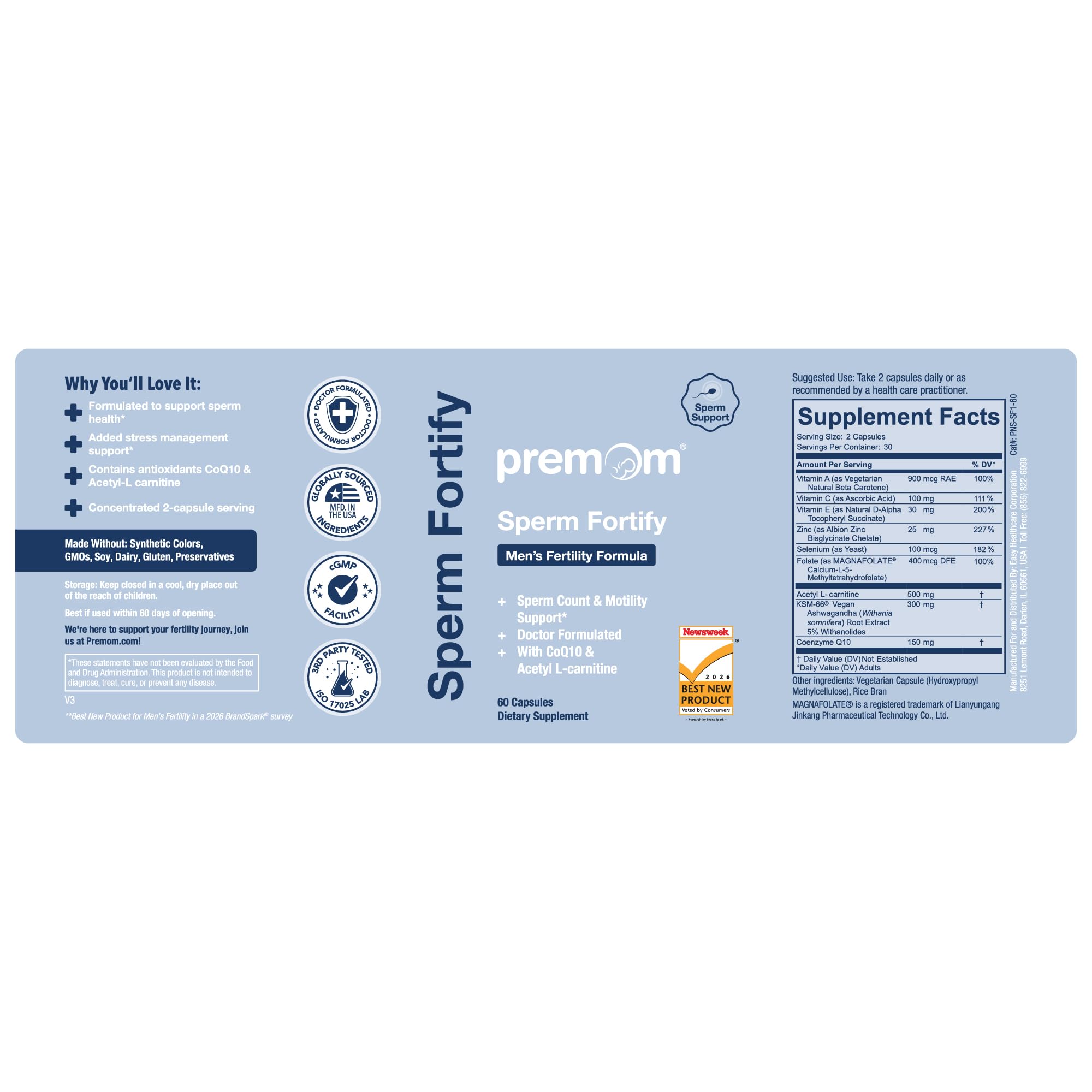 Premom Sperm Fortify packaging details