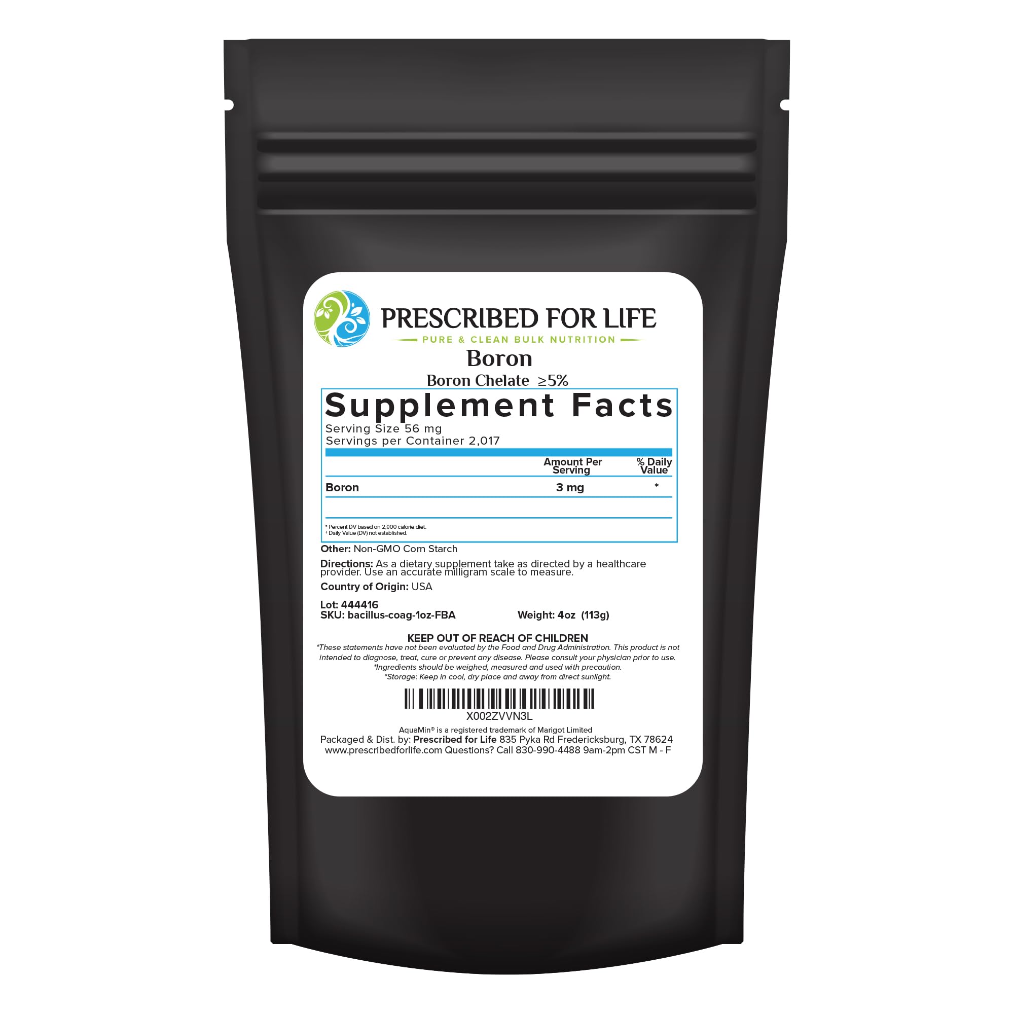 Prescribed For Life Boron Powder 141g front view