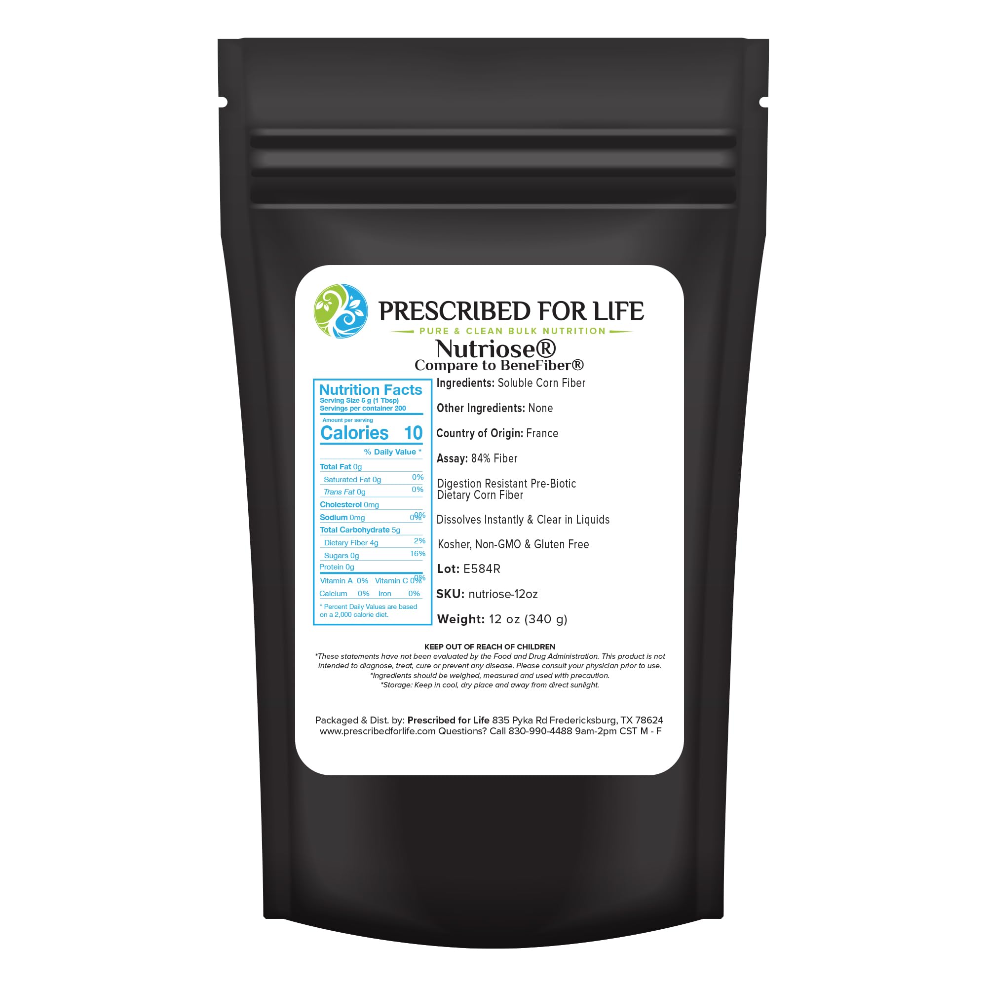 Prescribed For Life Nutriose Powder 340g front view