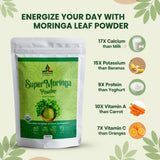 PRESERVE Moringa Powder 132g lifestyle shot with fresh ingredients