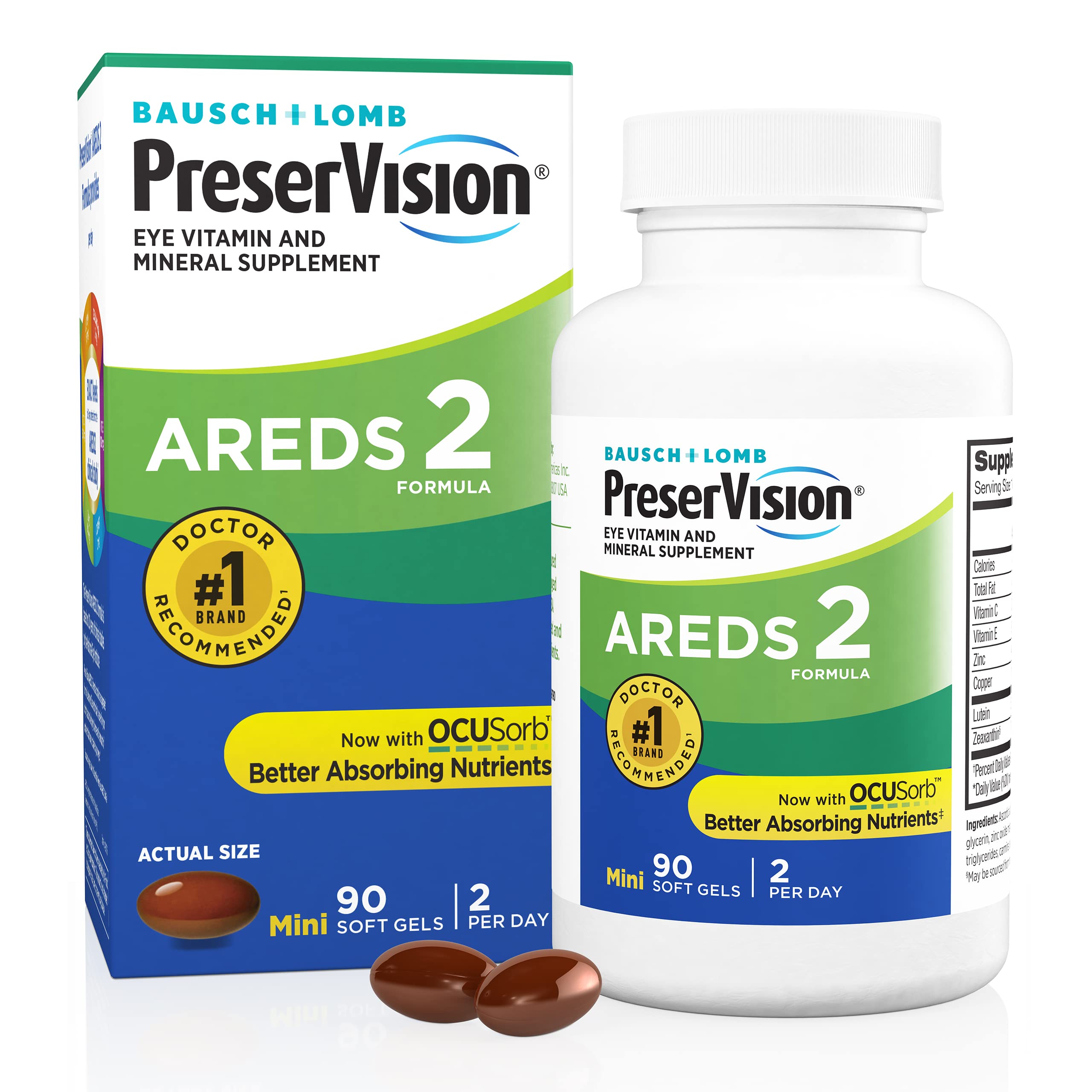 PreserVision AREDS 2 Formula Eye Vitamin front view with soft gel packaging