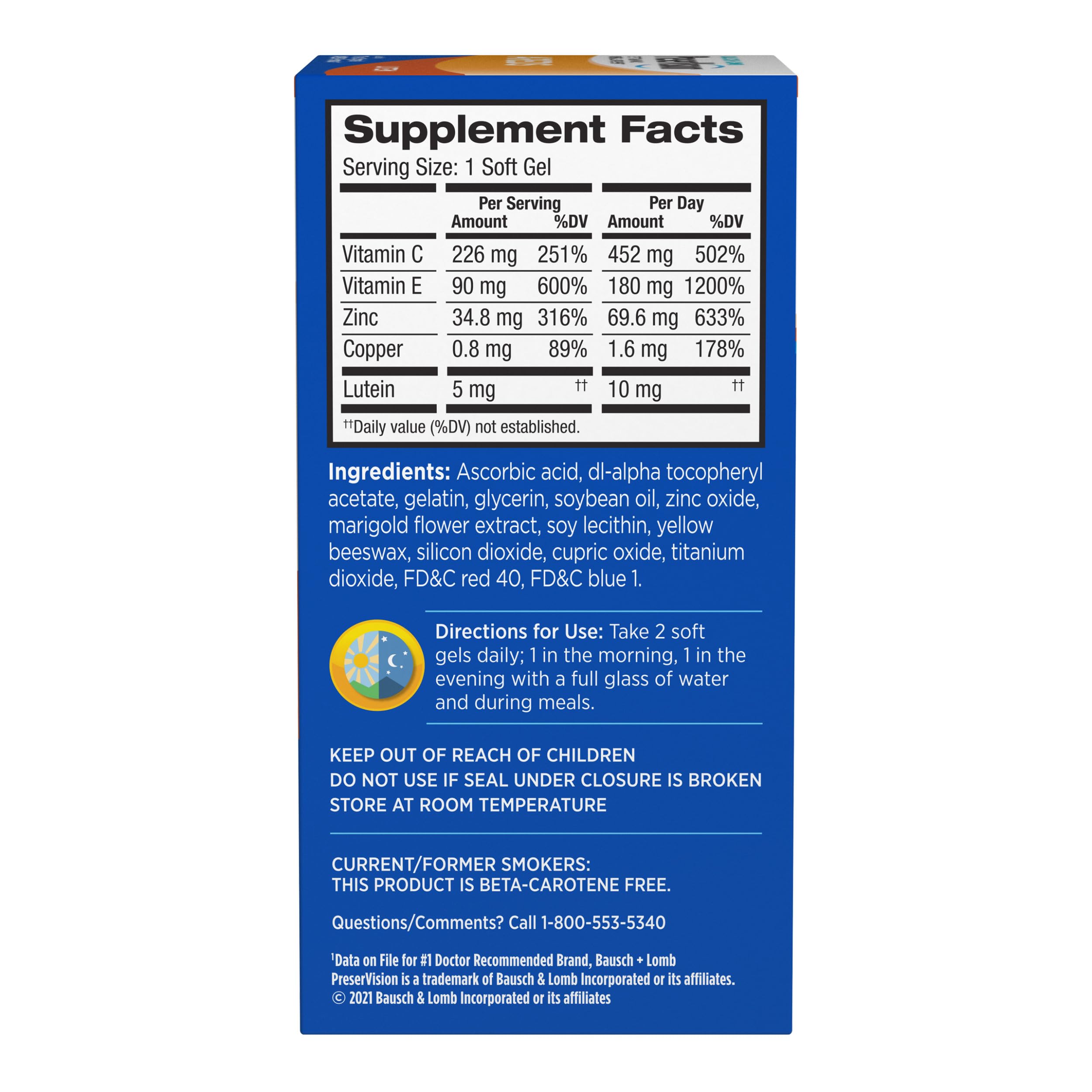 PreserVision Lutein Formula packaging side view