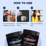 PreSleep Sleep Supplement Powder back view with ingredient list