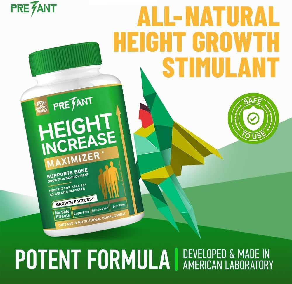 PRETANT Height Growth Supplement in a lifestyle setting with books and a plant